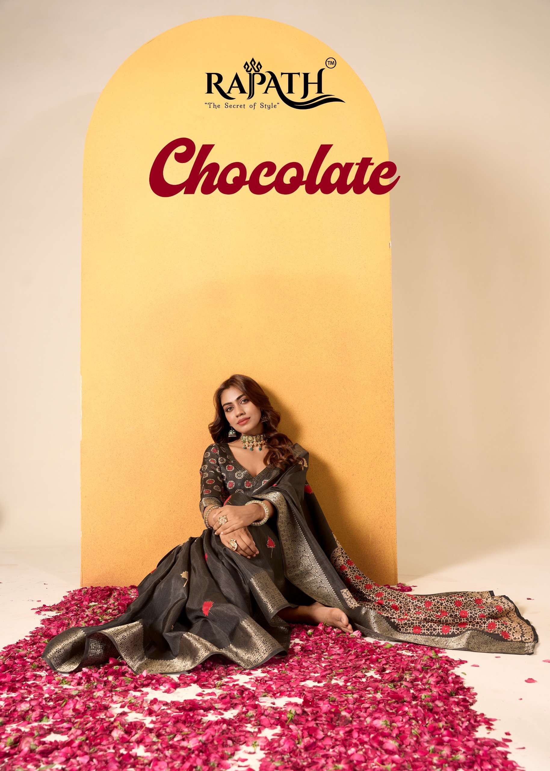 Chocolate by  RajPath Soft Dola silk saree manufacturer surat 