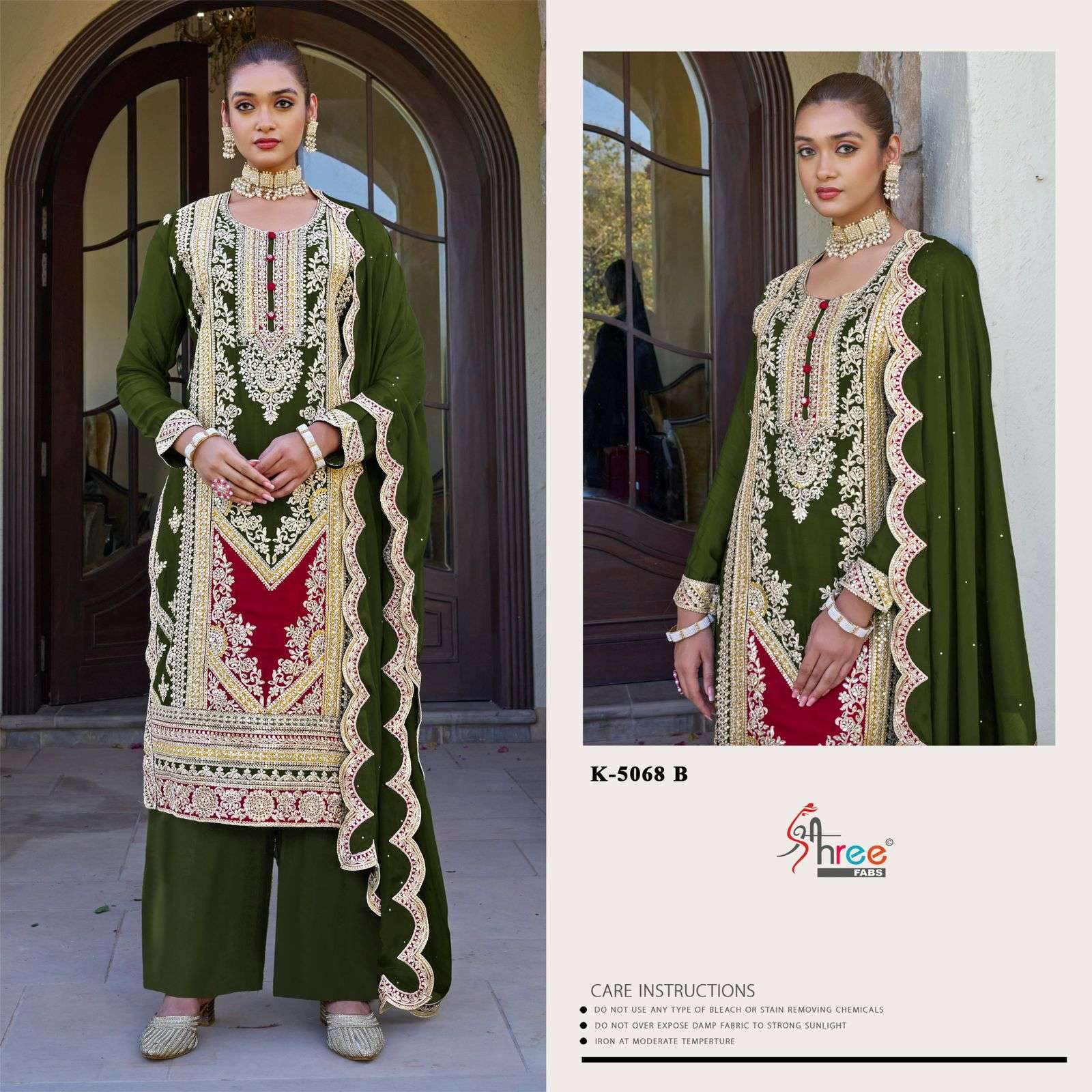DESIGN NO  k 5068 colour by shree fabs pure cinon  silk suit collection manufacturer surat 