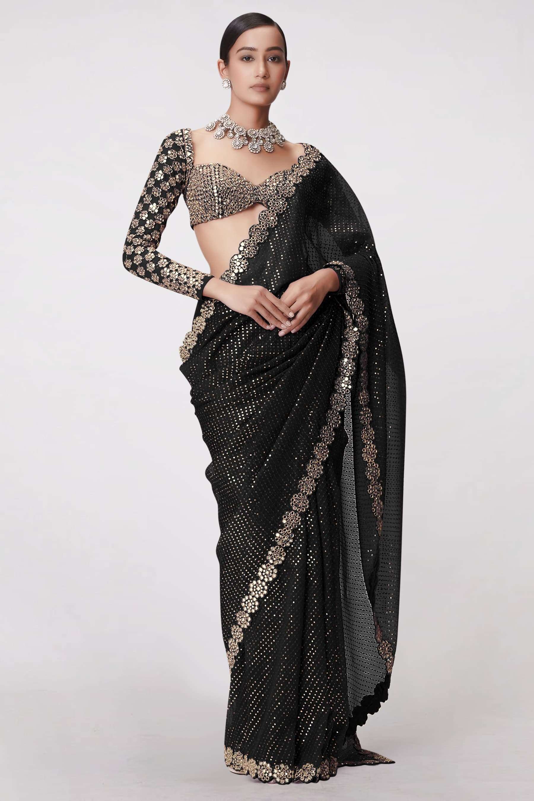 Heavy quality Faux Georgette saree creation manufacturer surat 
