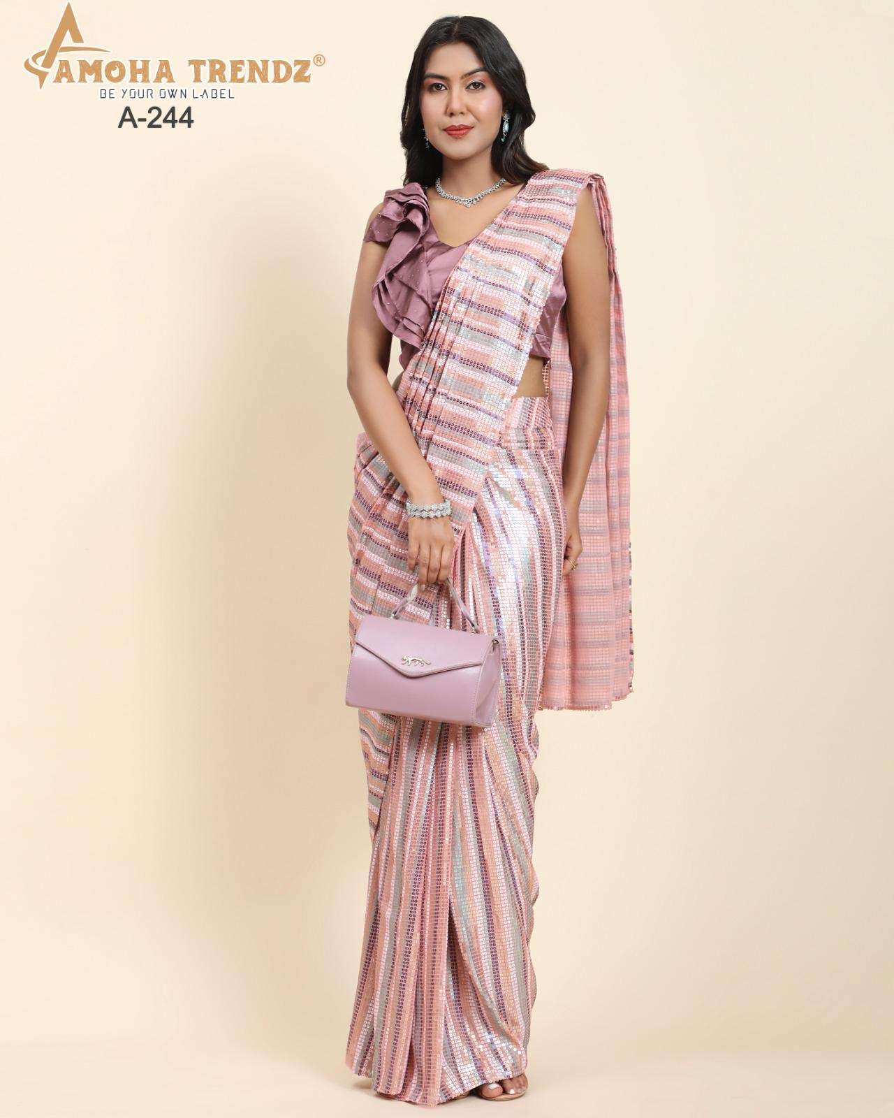 New design a244 fancy readymade saree collection 