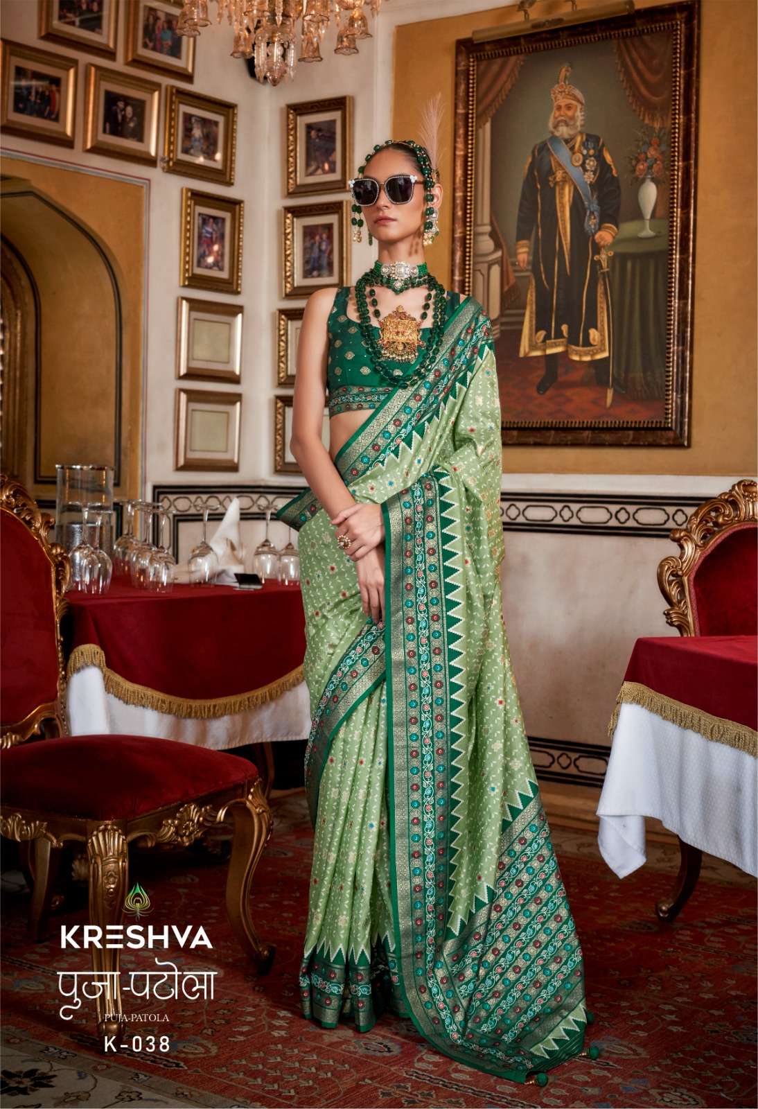 Puja Patola by Kreshva Traditional silk saree manufacturer surat 