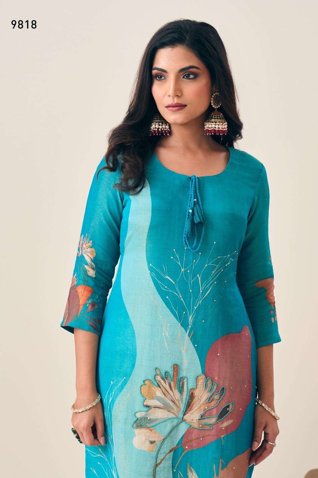 Tissue shimmer by label khoj pure tissue silk readymade collection manufacturer surat