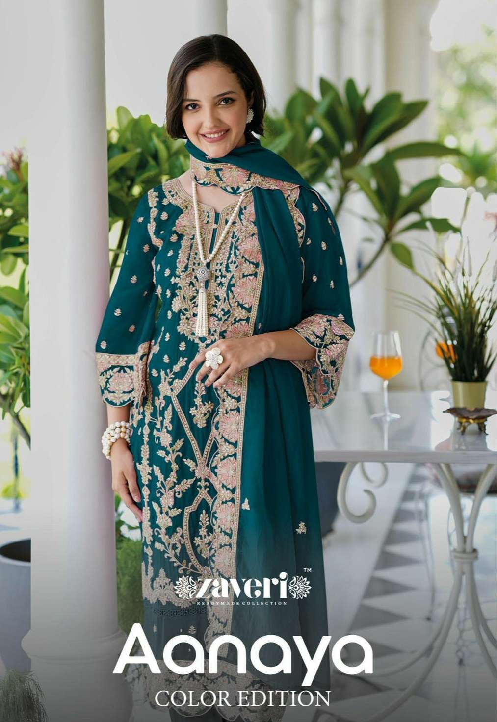 Aanaya colour edition by  Zaveri organza suit collection manufacturer surat 