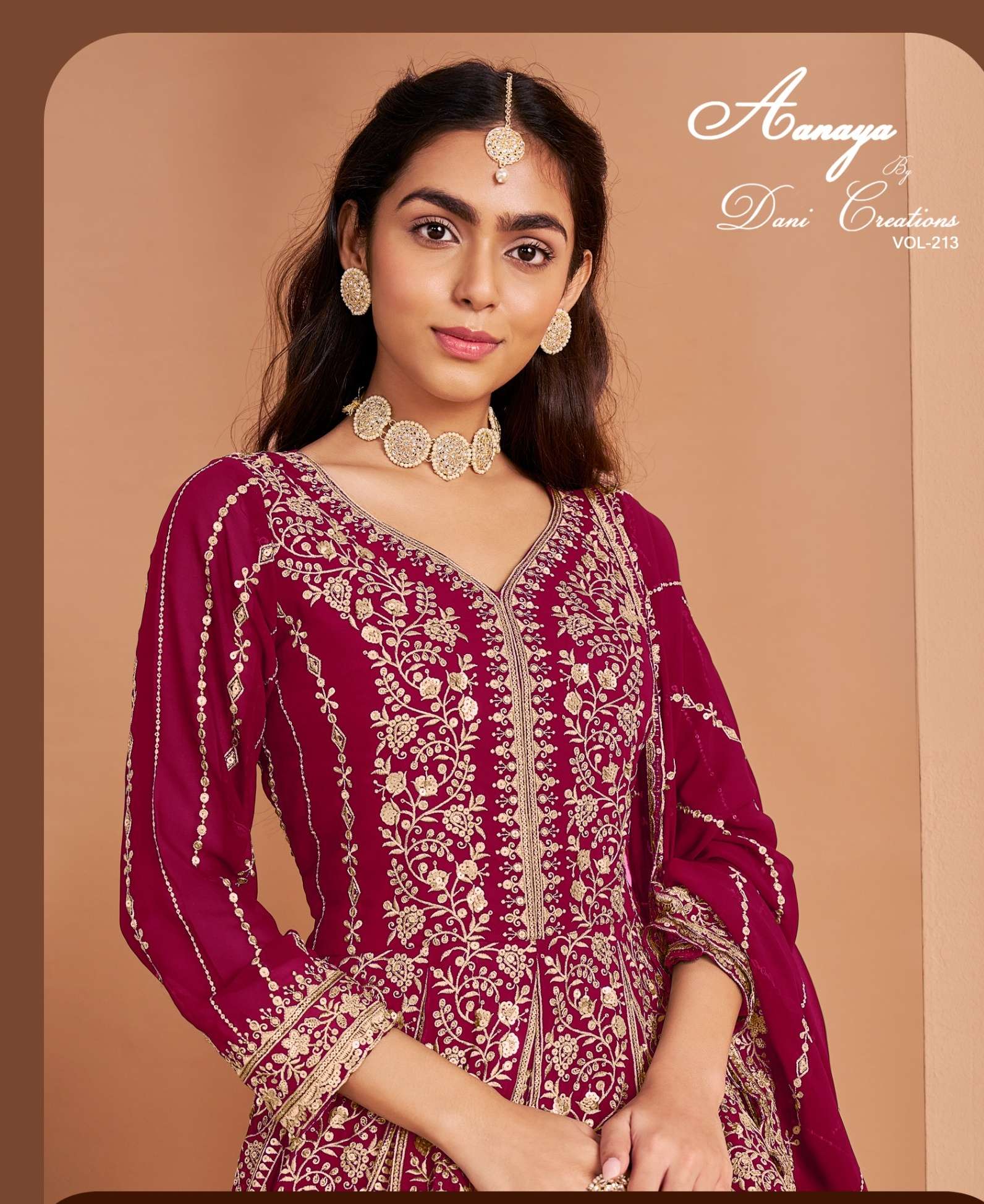 AANAYA VOL 213 by  Dani creation FAUX GEORGETTE gown collection manufacturer surat 