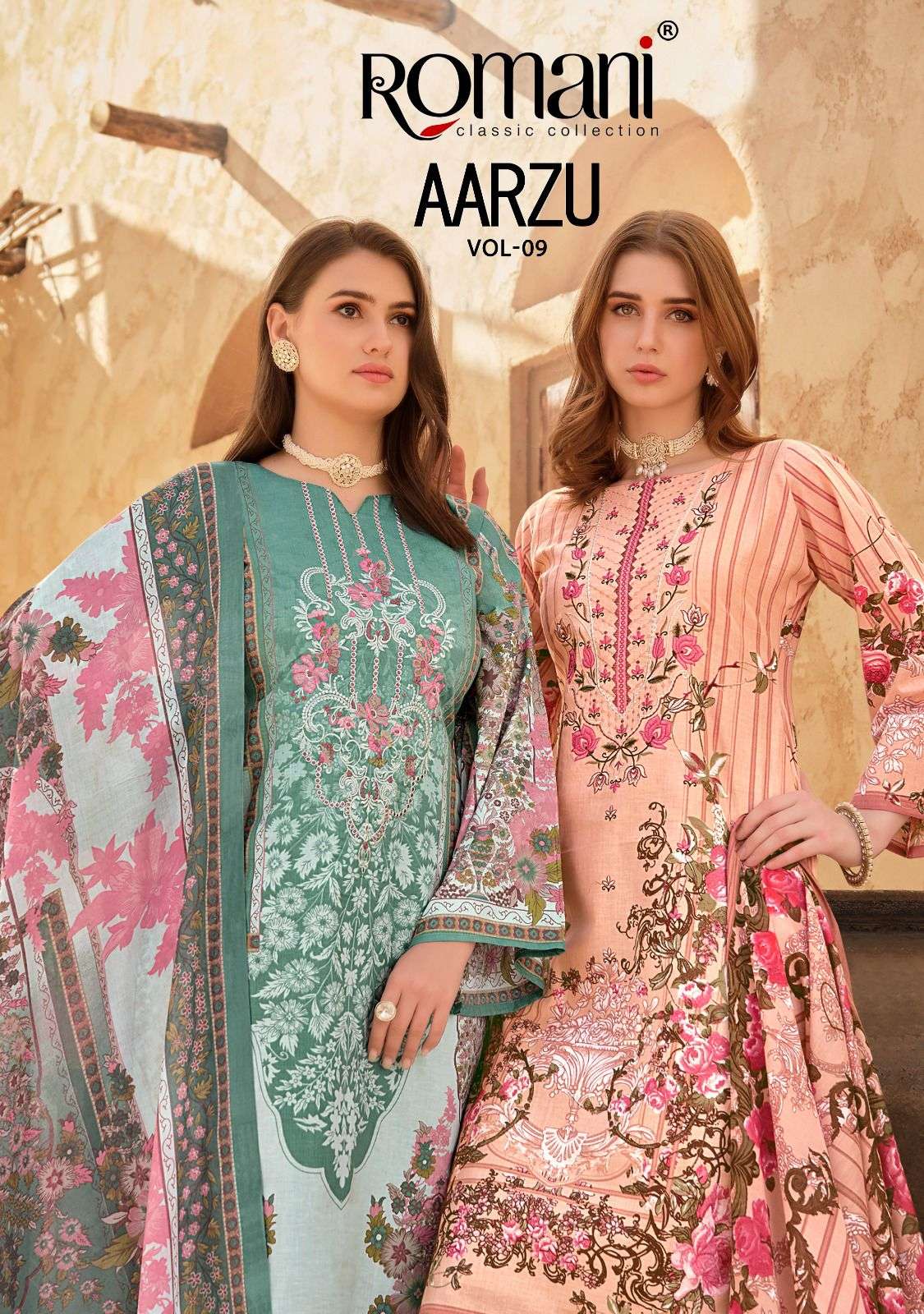 AARZU VOL 9 by ROMANI Soft cotton  Suit collection manufacturer surat 