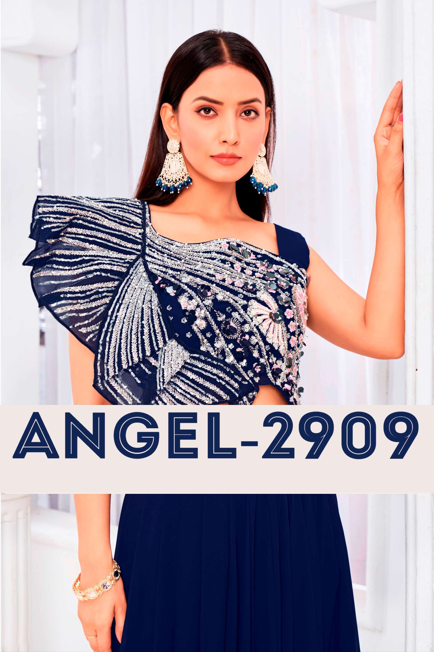 Angel Series 2909 Wine 2909 Blue by jivora Georgette lehenga collection manufacturer surat 