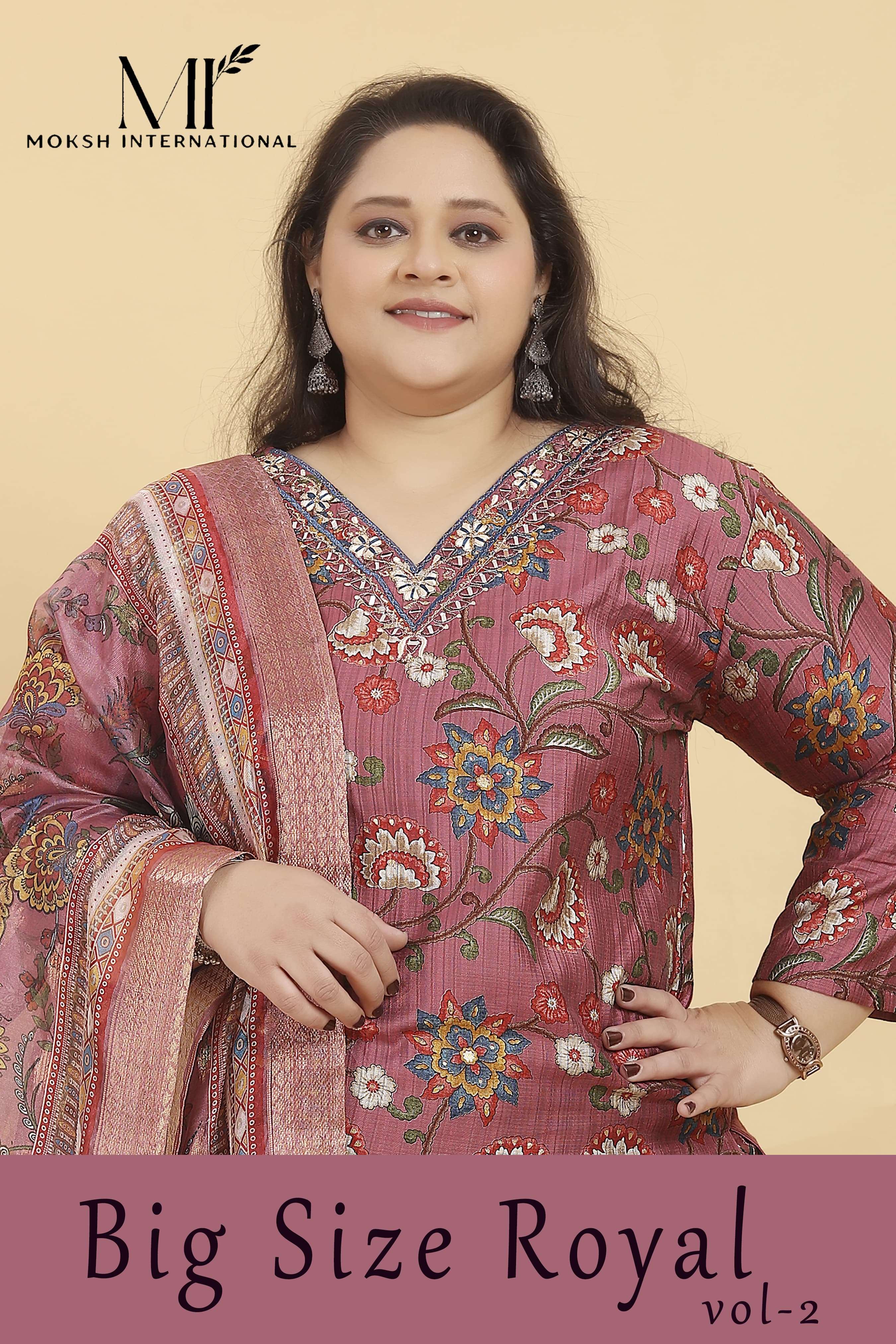 Big Size Royal VOL 2 By Moksh International  Lichi Viscose suit collection manufacturer surat 