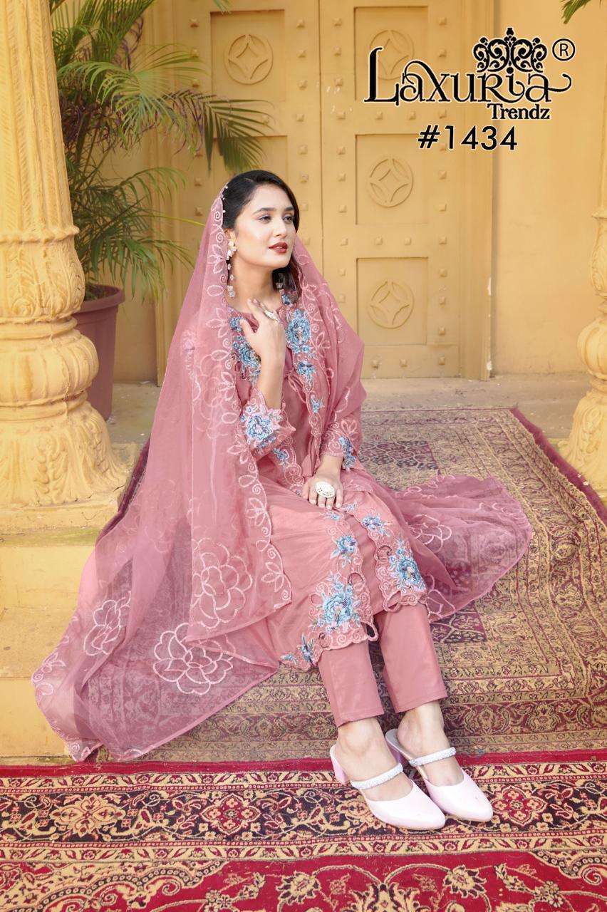 D No 1434 by Laxuria Trendz Organza kurti collection manufacturer surat 