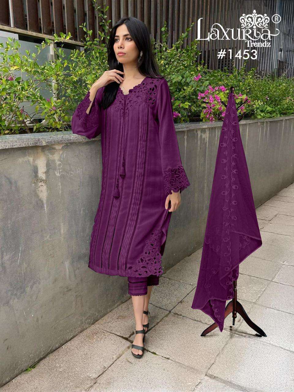 D No 1453 NEW COLOUR Laxuria Trendz by  Top Bottom  Dupatta suit collection manufacturer surat 