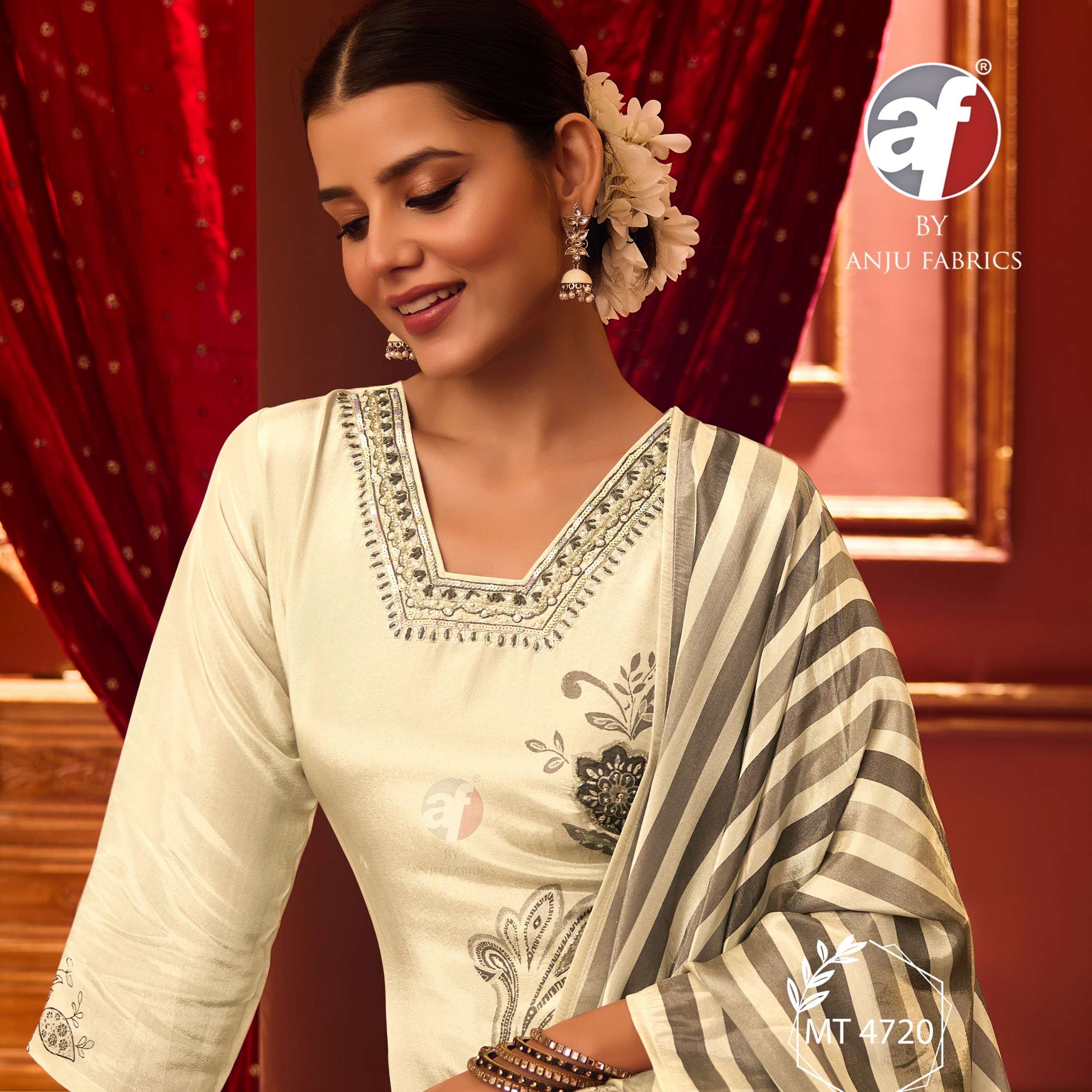 D NO MT 4720 KURTI PANT WITH DUPATTA by anju fabric  Kurti collection manufacturer surat