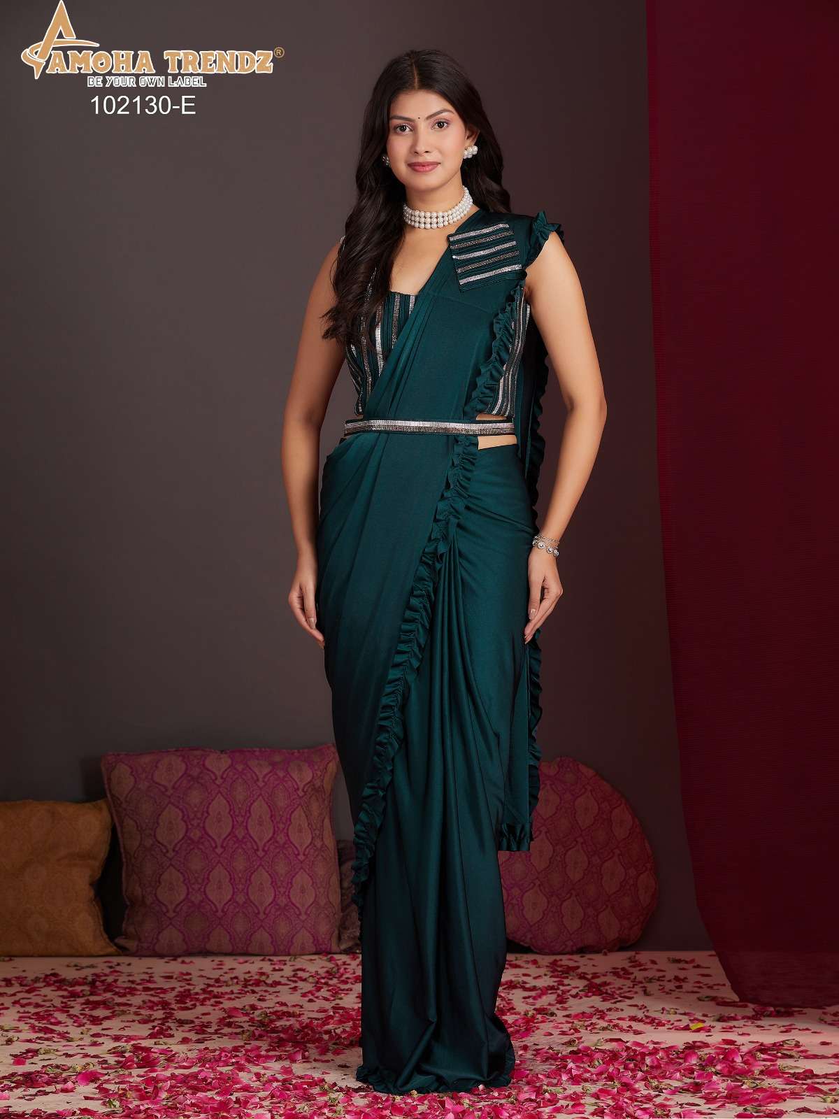 DESIGN NO 102130 by Amroha trendz IMPORTANT lycra saree collection manufacturer surat 