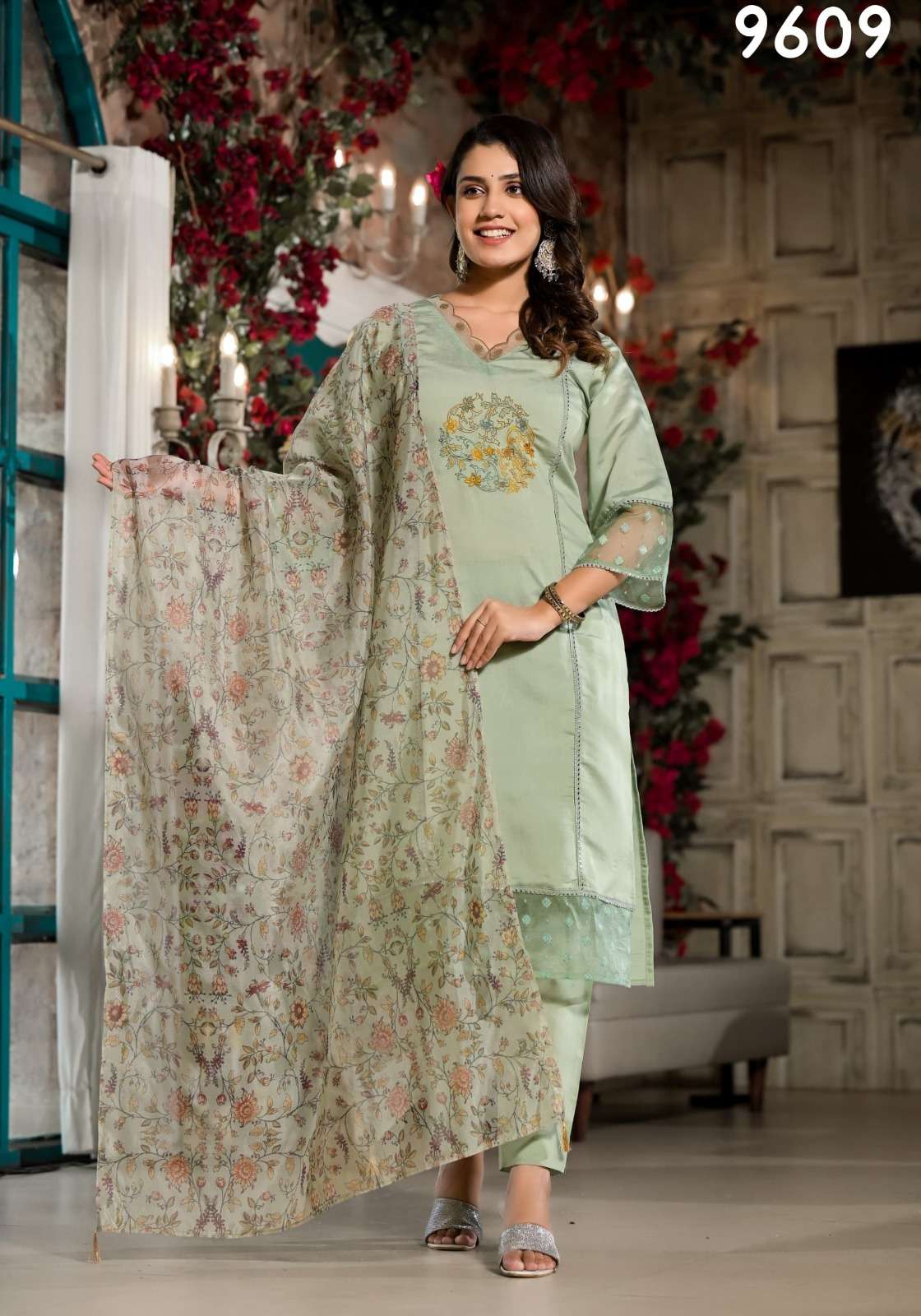 DESIGN NO 9609 KHAZANA suit by LABEL KHOJ Viscose silk kurti collection manufacturer surat