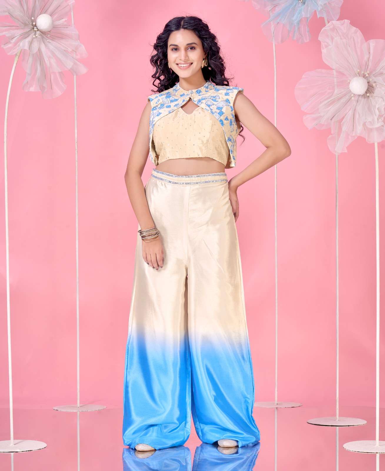 DESIGN NO  C2085 by READYMADE  CROP TOP suit collection manufacturer surat 