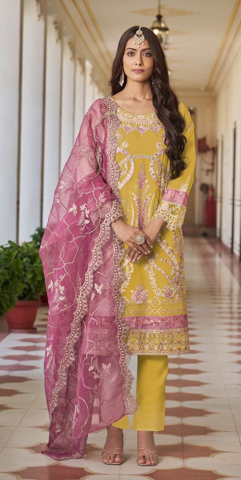 DESIGN NO  K 5061 colour by shree fab  Heavy organza suit collection manufacturer surat 