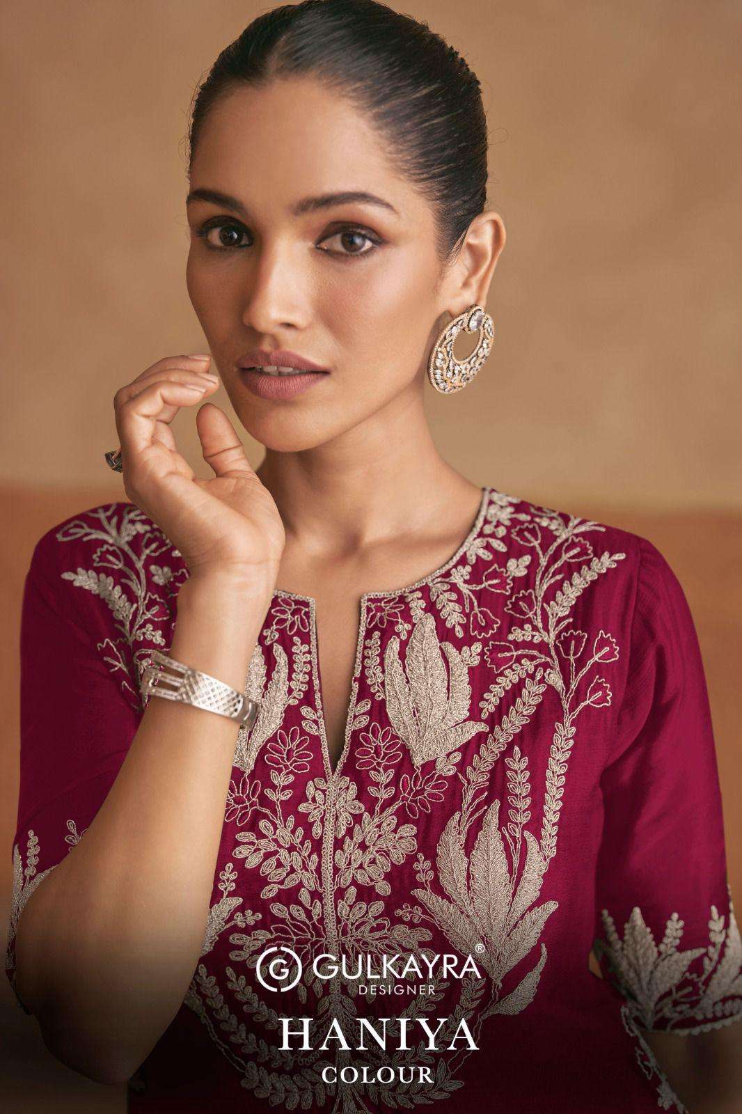HANIYA COLOUR by  Gulkayra Designer  Real Chinon suit collection manufacturer surat 