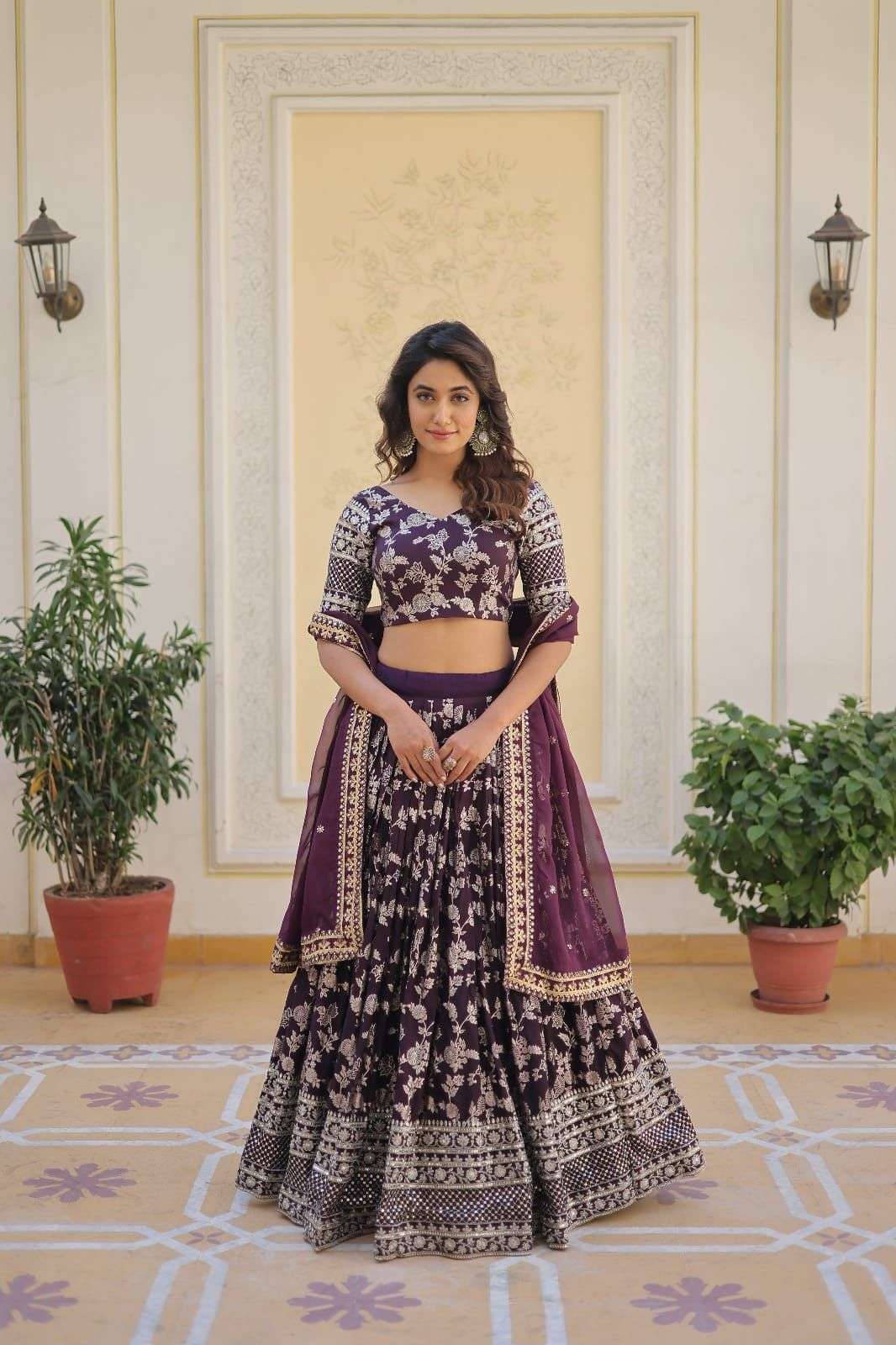 Latest collection d no 7080 jacquard lehenga choli 