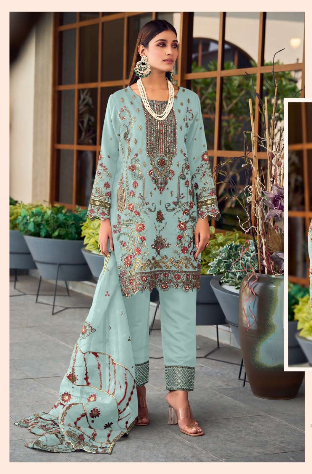 R 1076 by Shree fabs  organza embrodairy  suit collection manufacturer surat 