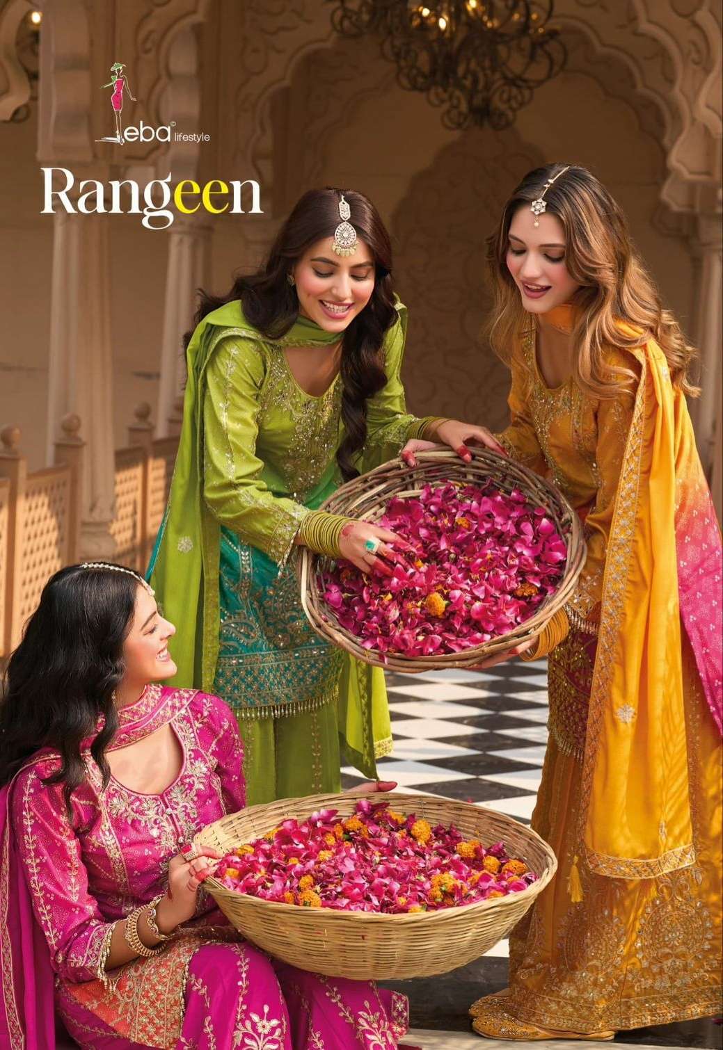 RANGEEN by eba lifestyle heavy Chinon plazo suit collection manufacturer surat 