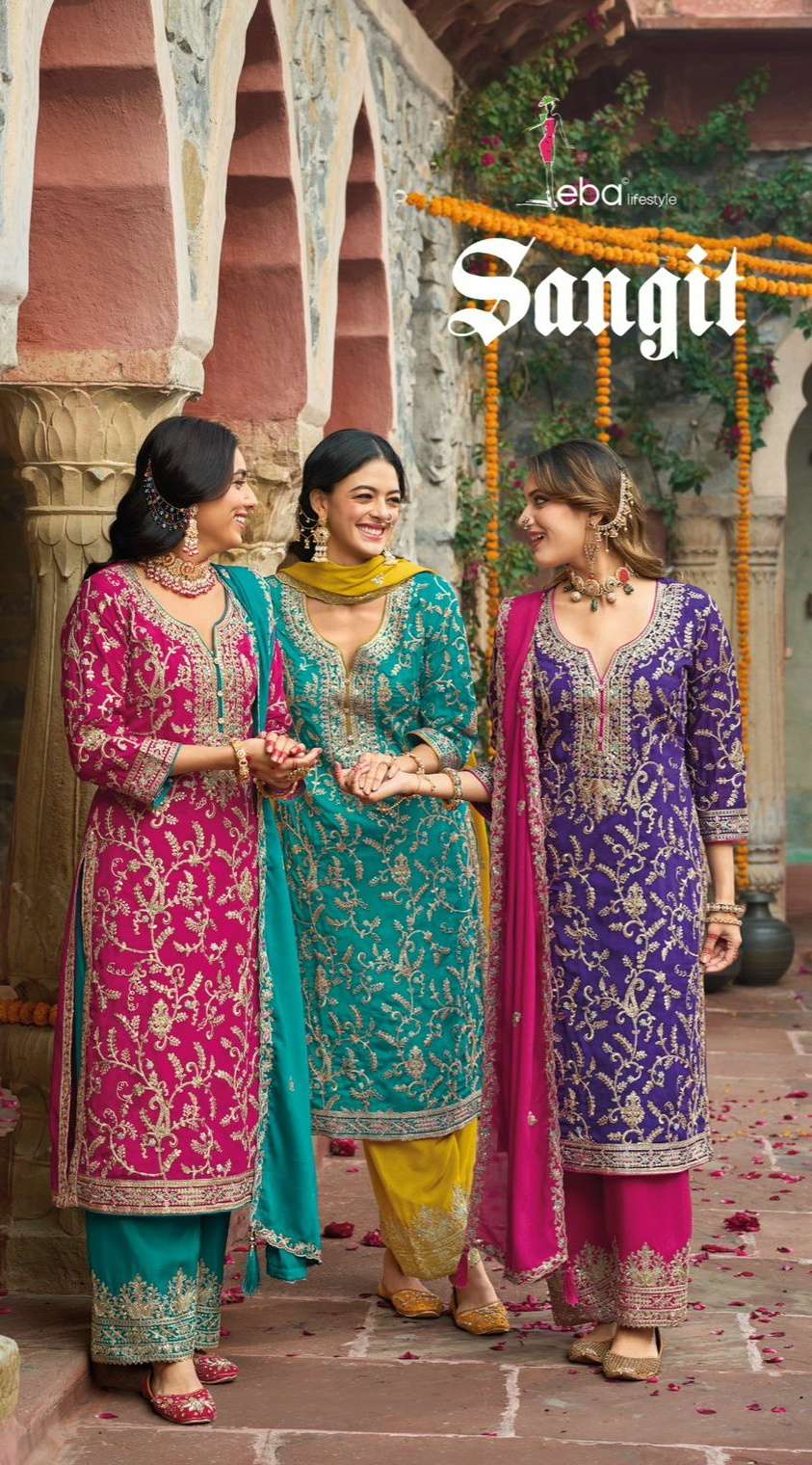 SANGIT by eba lifestyle  hevey Chinon suit collection manufacturer surat 