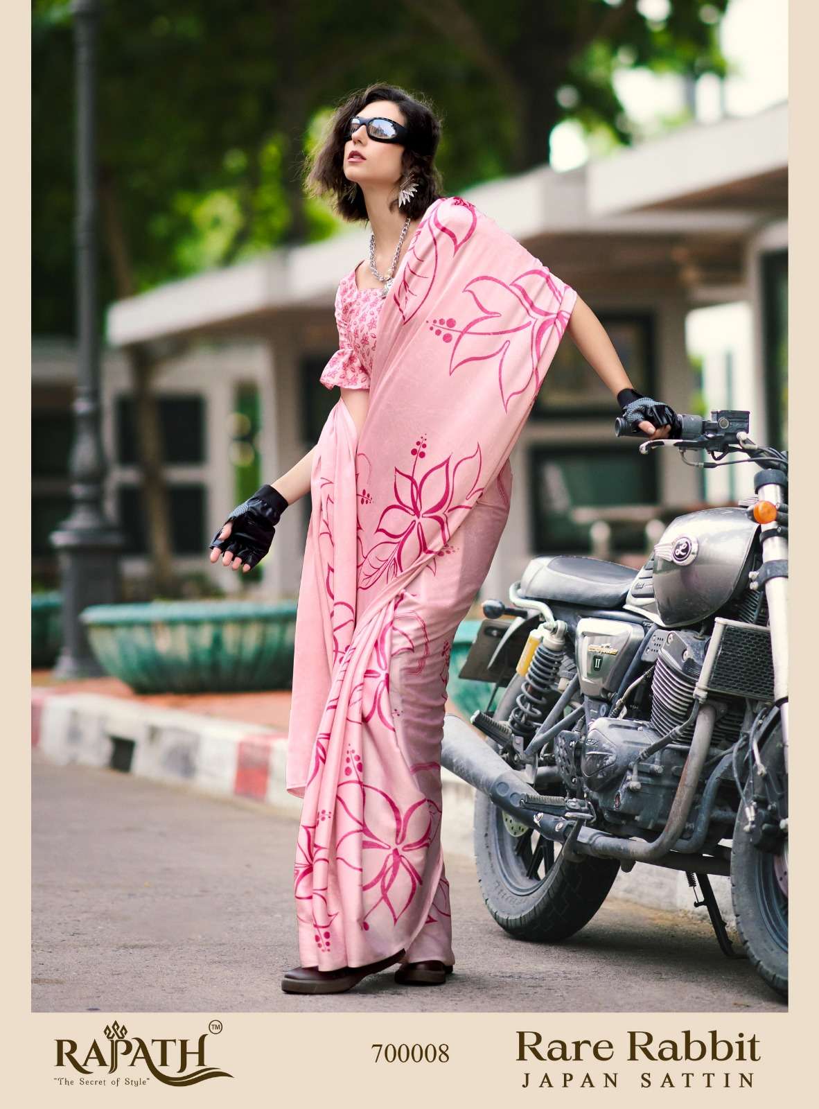 The Rare Rabbit by RajPath Japan Sattin saree collection manufacturer surat 