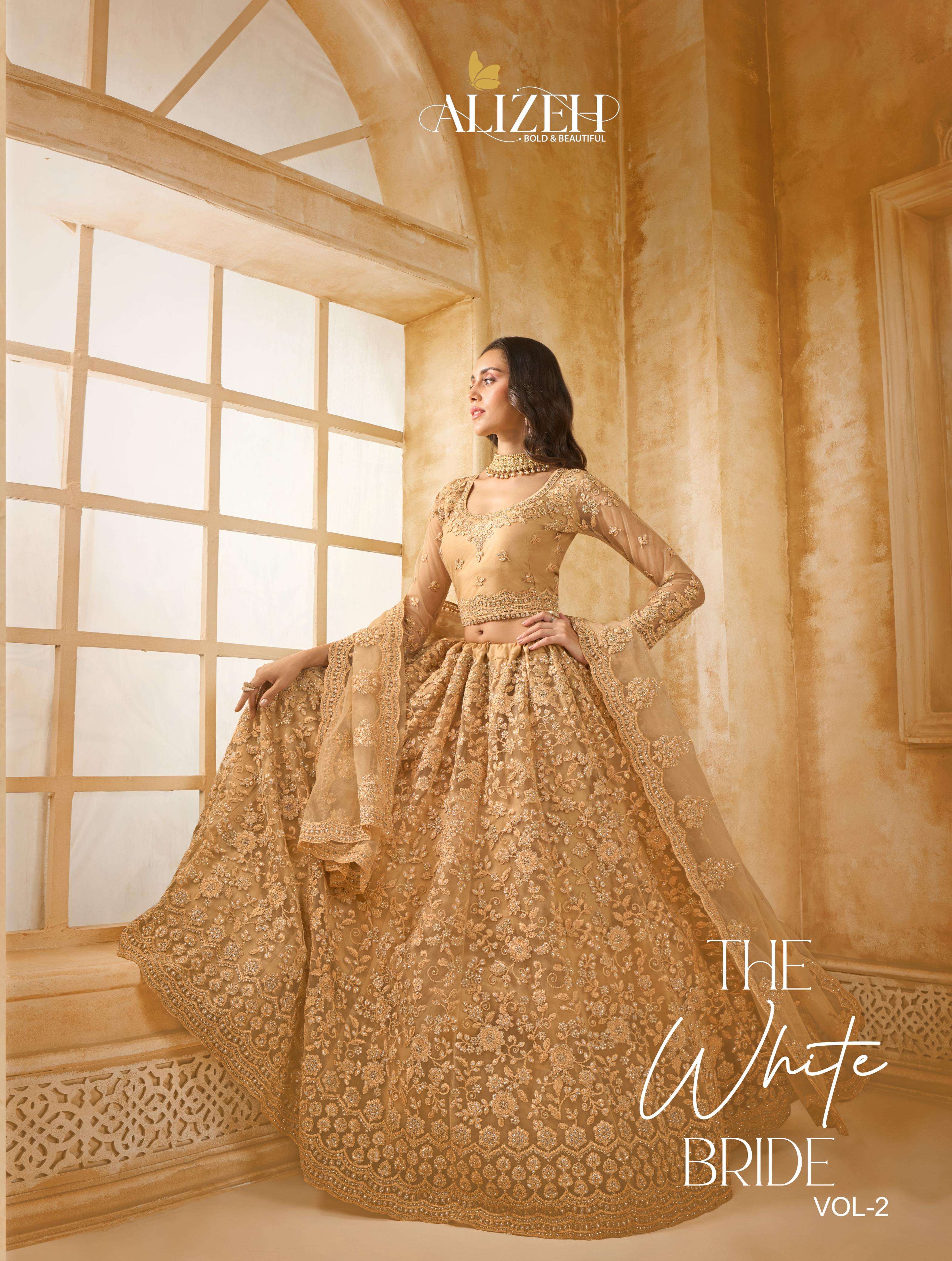 THE WHITE BRIDE VOL 2 by ALIZEH net lehenga collection manufacturer surat 