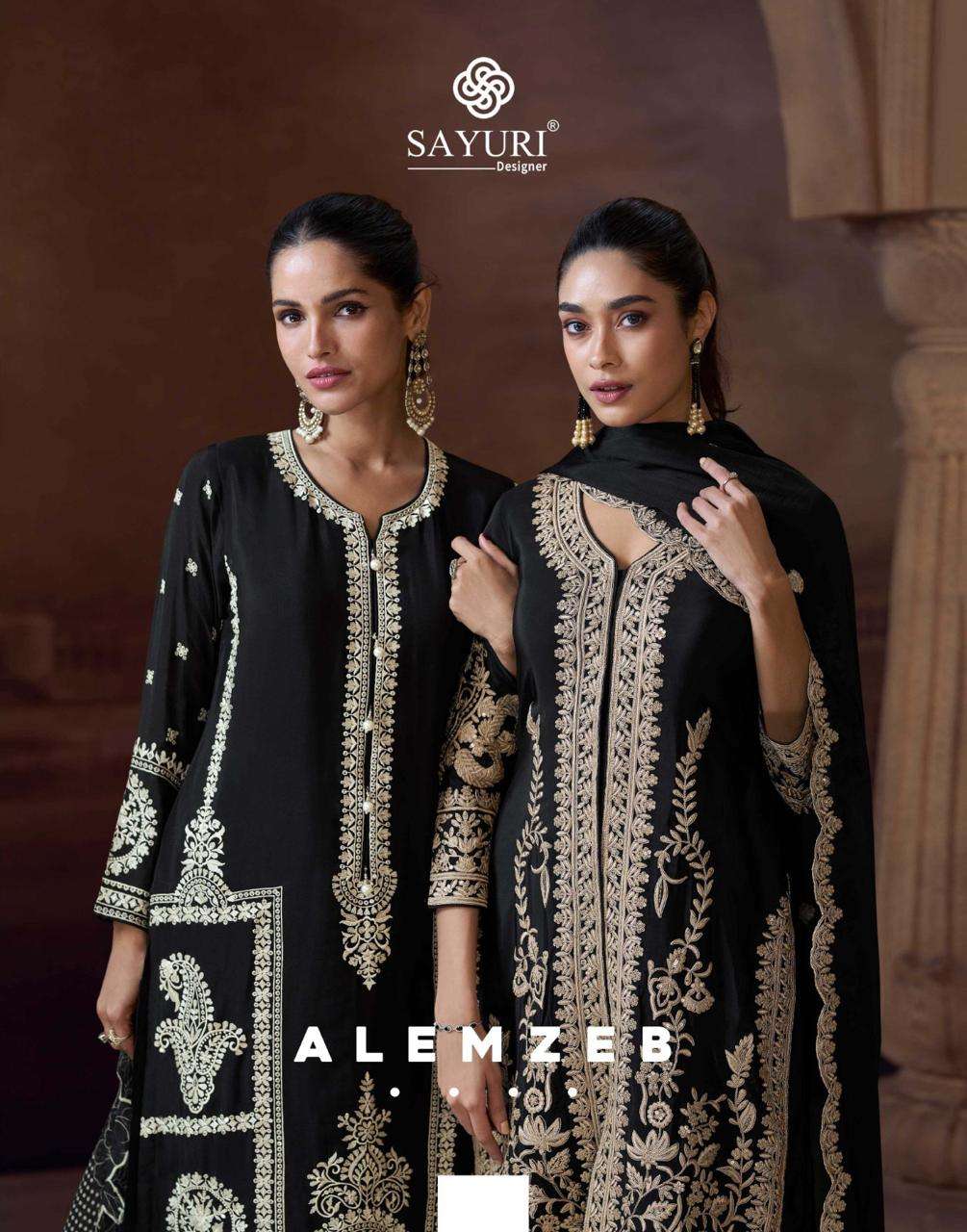ALEMZEB by SAYURI DESIGNER CHINON SILK suit collection manufacturer surat 