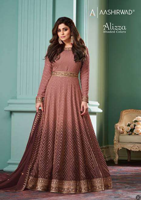 Alizza Silver by Aashirwad Creation Georgette gown collection manufacturer surat 