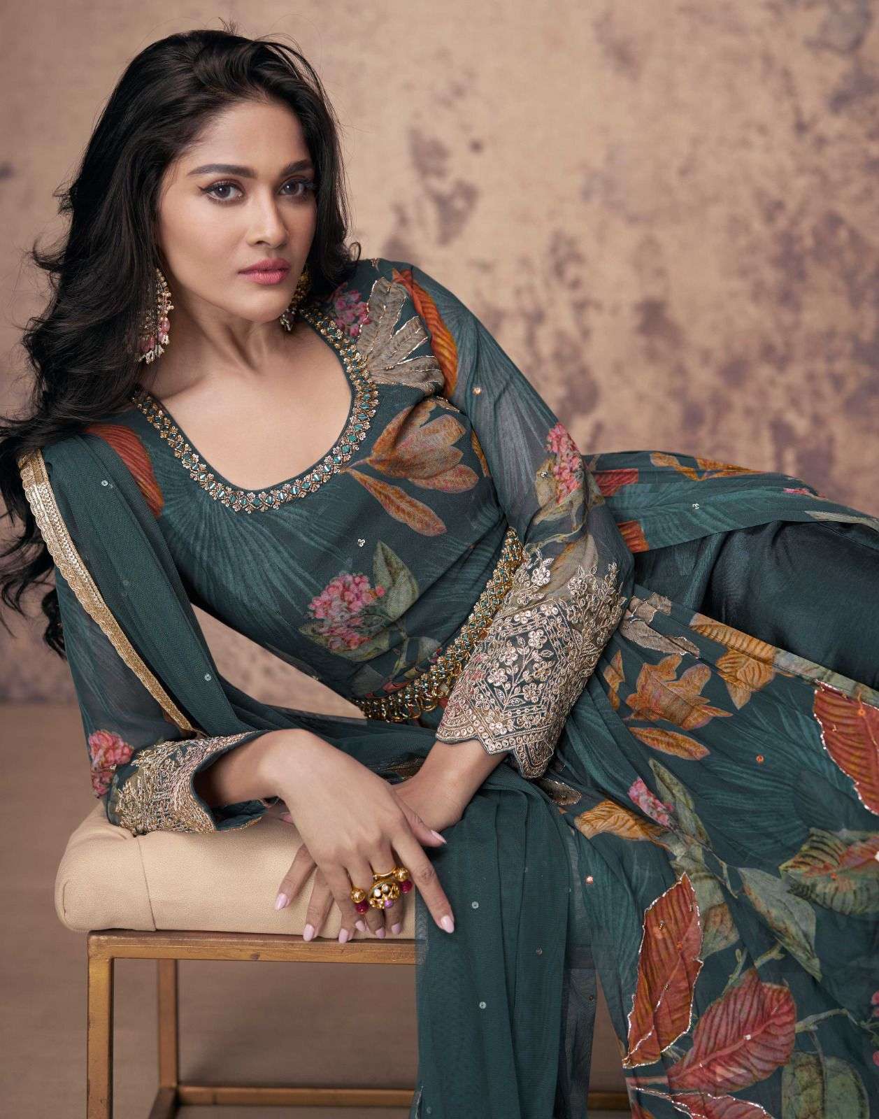 ANAMIKA by SAYURI DESIGNER REAL GEROGETTE  gown collection manufacturer surat 