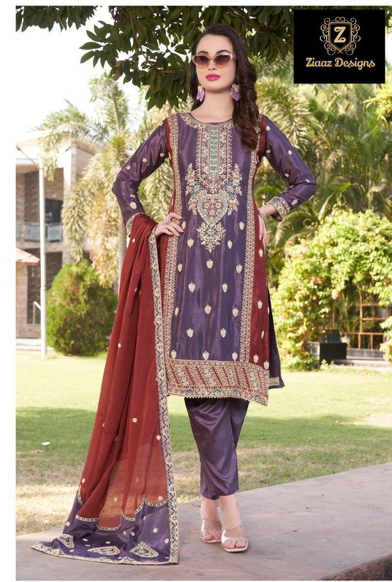 code 490 colours by Ziaaz Designs Chinon suit collection manufacturer surat 