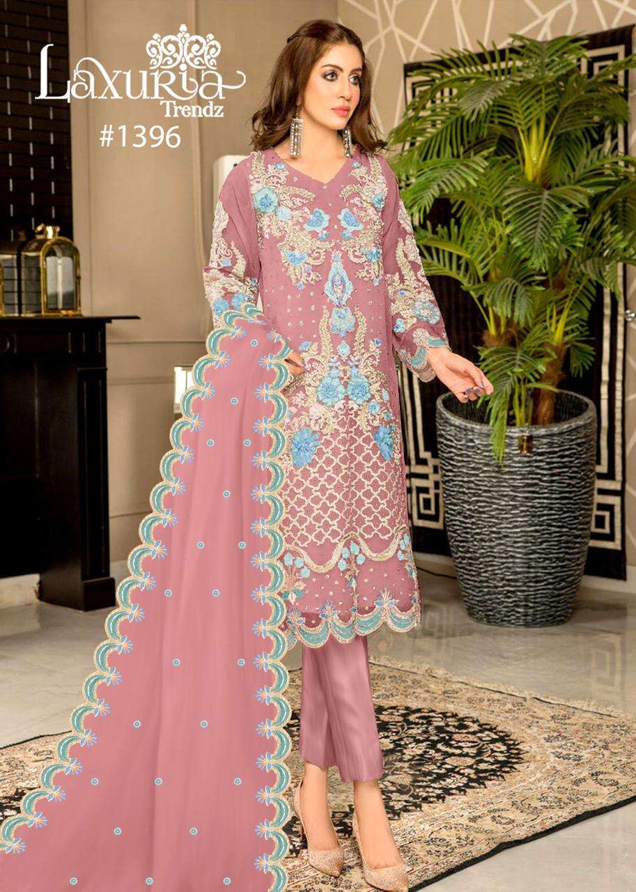 D No 1396 by Laxuria Trendz Organza suit collection manufacturer surat 
