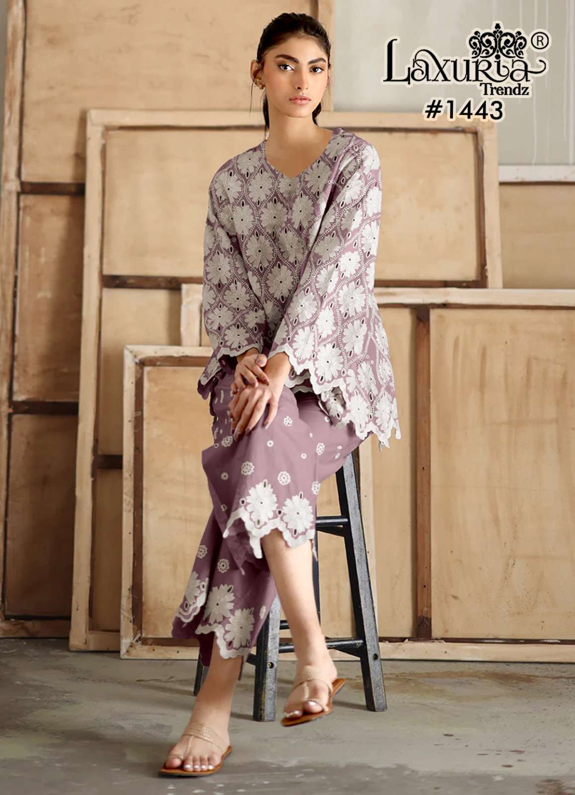 D No 1443 by laxuria trendz CoOrd Sets  Zam Satin kurti collection manufacturer surat 