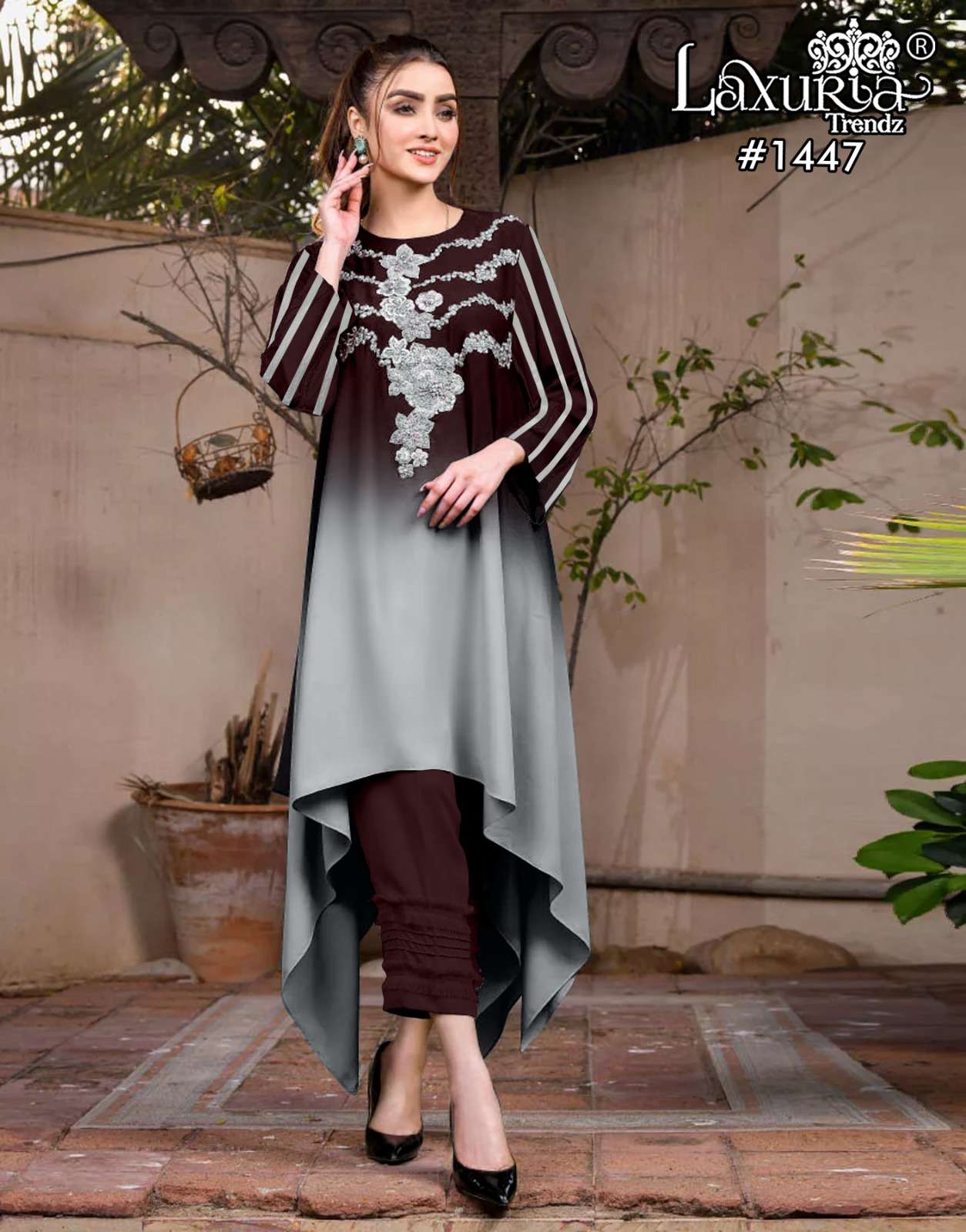 D No 1447 by Laxuria Trendz Maslin STYLIST kurti collection manufacturer surat                    