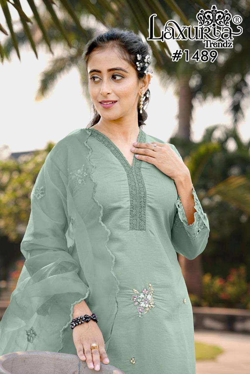 D No 1489 by  laxuria trendz Roman Silk kurti collection manufacturer surat 