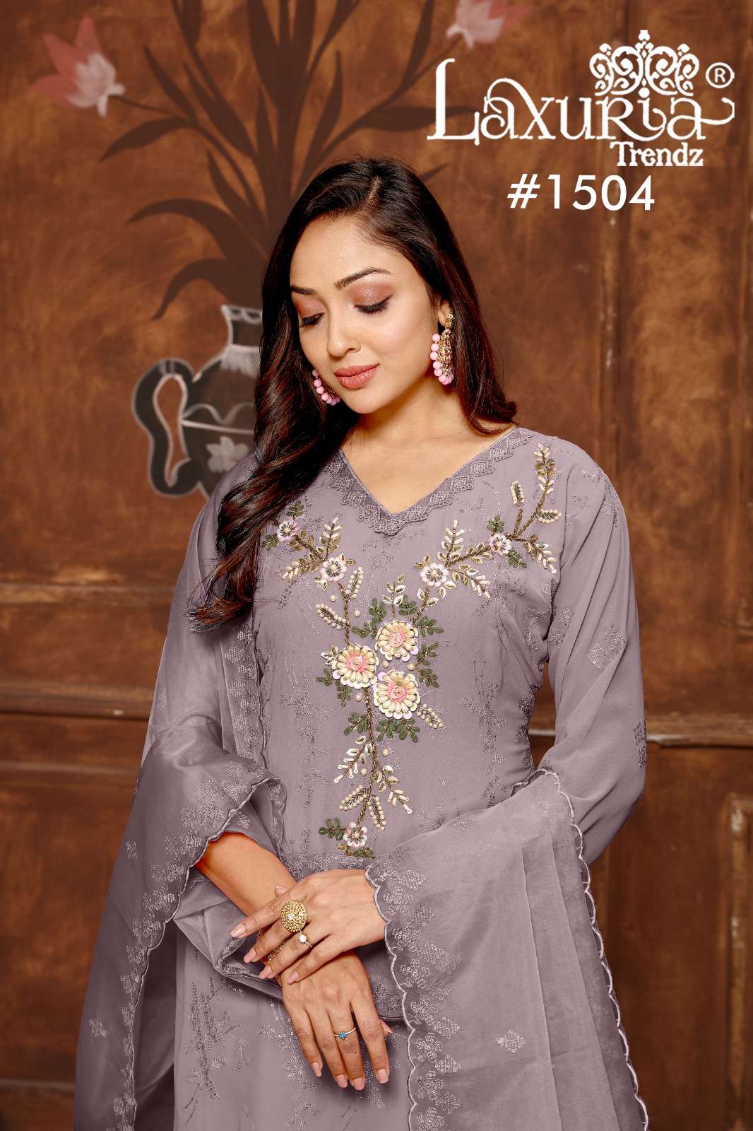 D No 1504 by laxura trendz faux Georgette kurti collection manufacturer surat 
