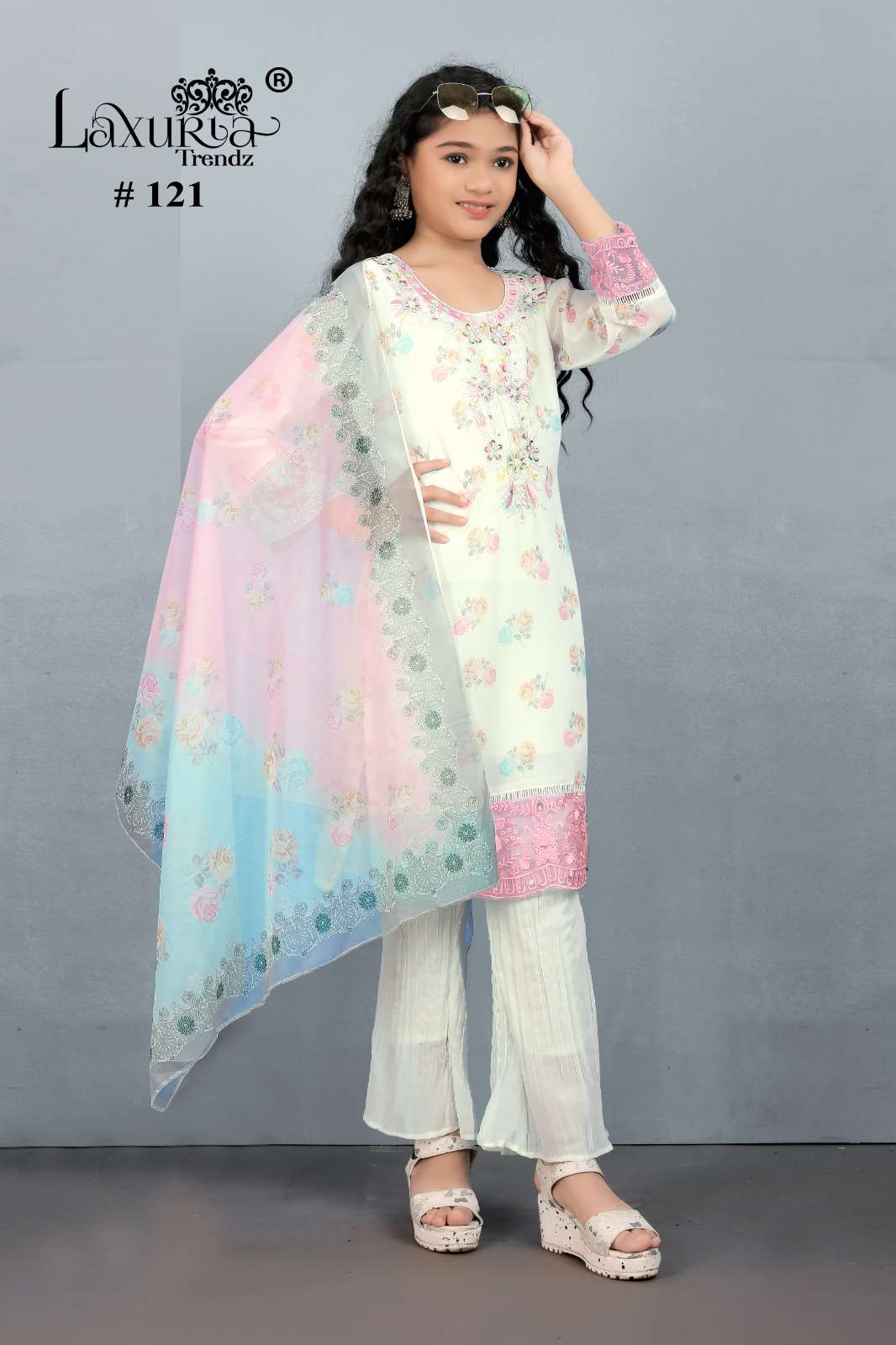 D NO LT 121 by Laxuria Trendz faux Georgette kurti collection manufacturer surat                 