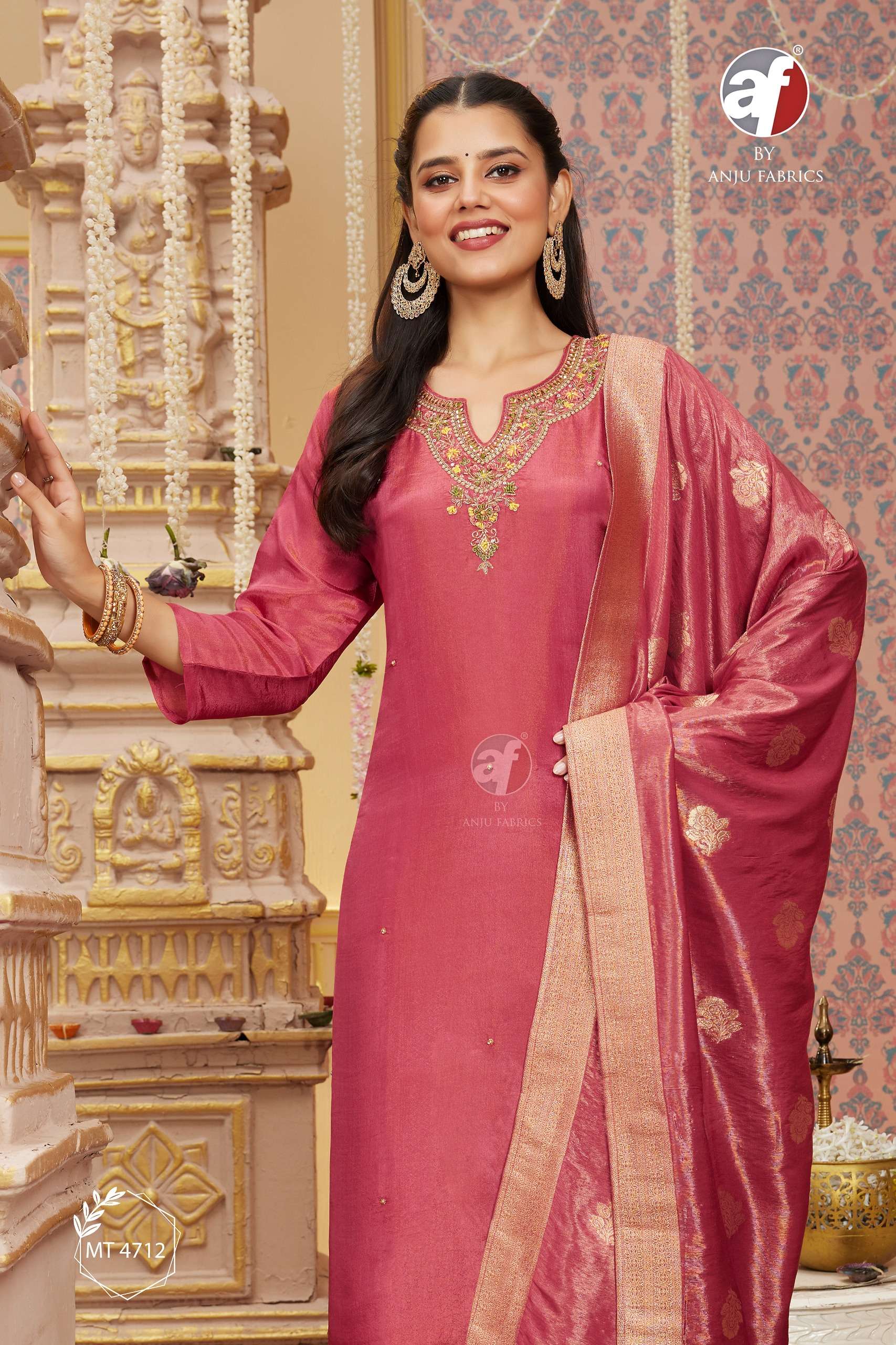 D NO Y 8425  8423  4712  4720 by anju fabric KURTI PANT WITH DUPATTA collection manufacturer surat 