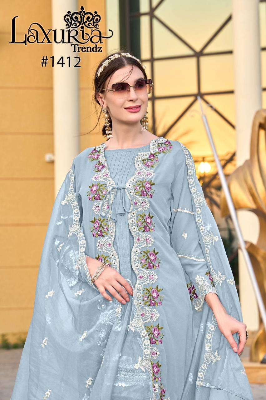 D No1412 by laxuria Trendz faux Georgette kurti collection manufacturer surat 