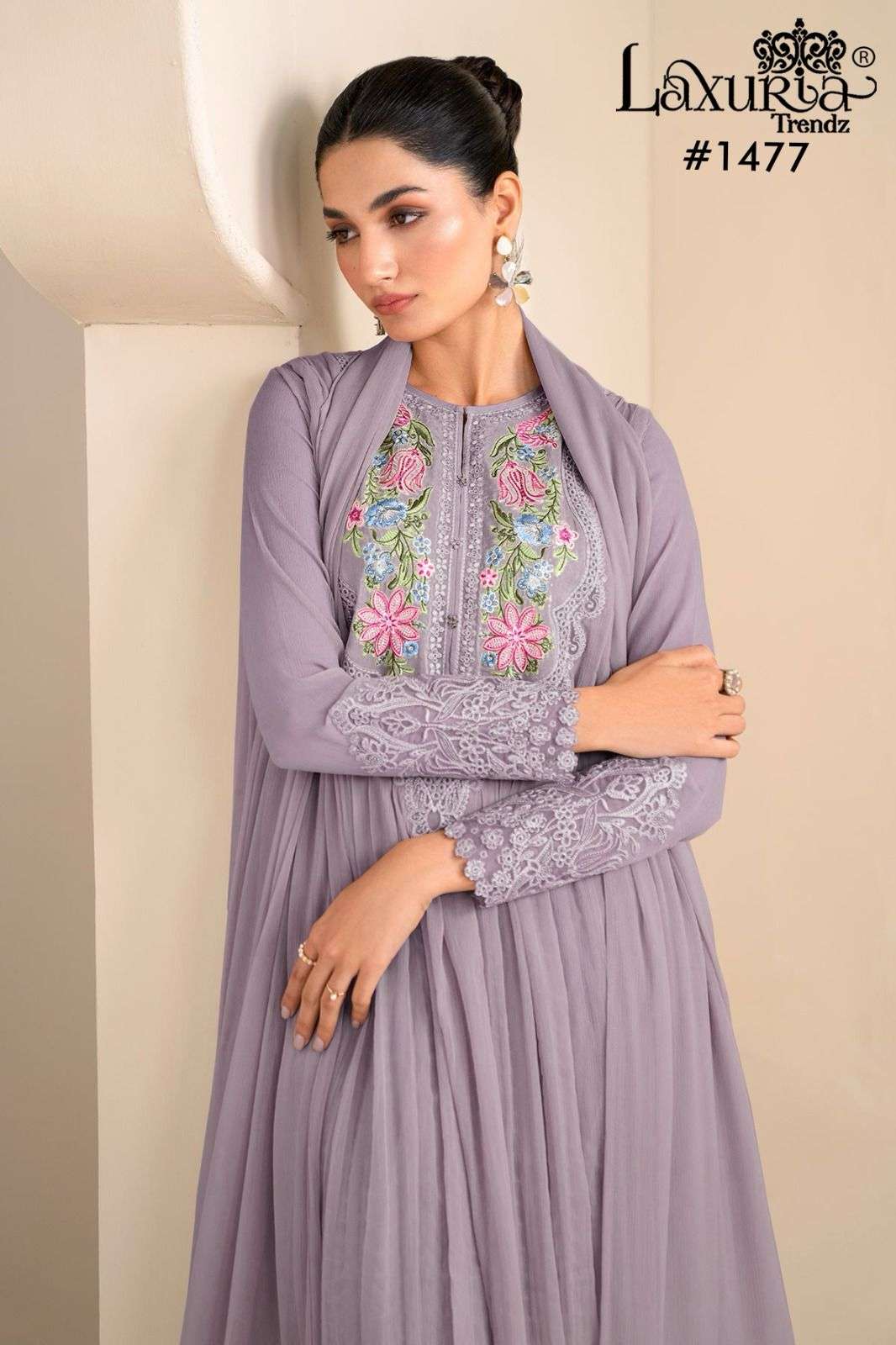 DNo1477 by  Laxuria trendz Georgette kurti collection manufacturer 