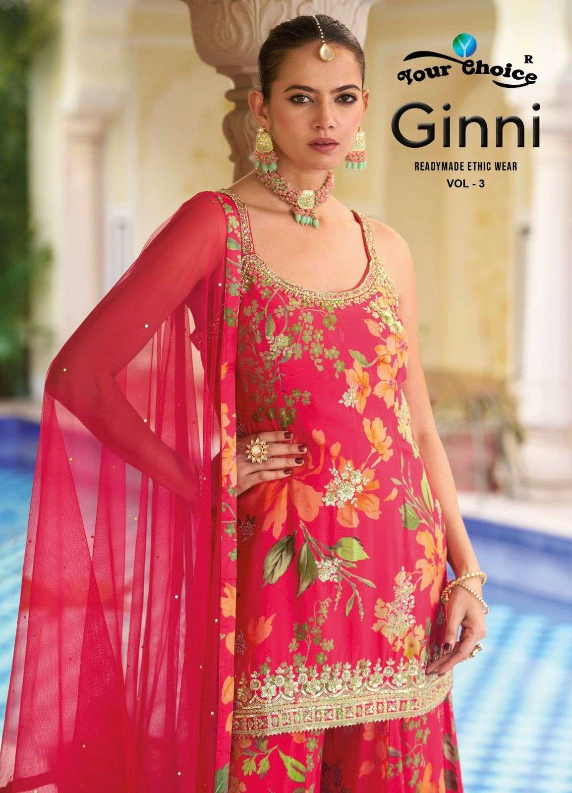 GINNI 3 by Your choice  Heavy Chinon sarara suit collection manufacturer surat 