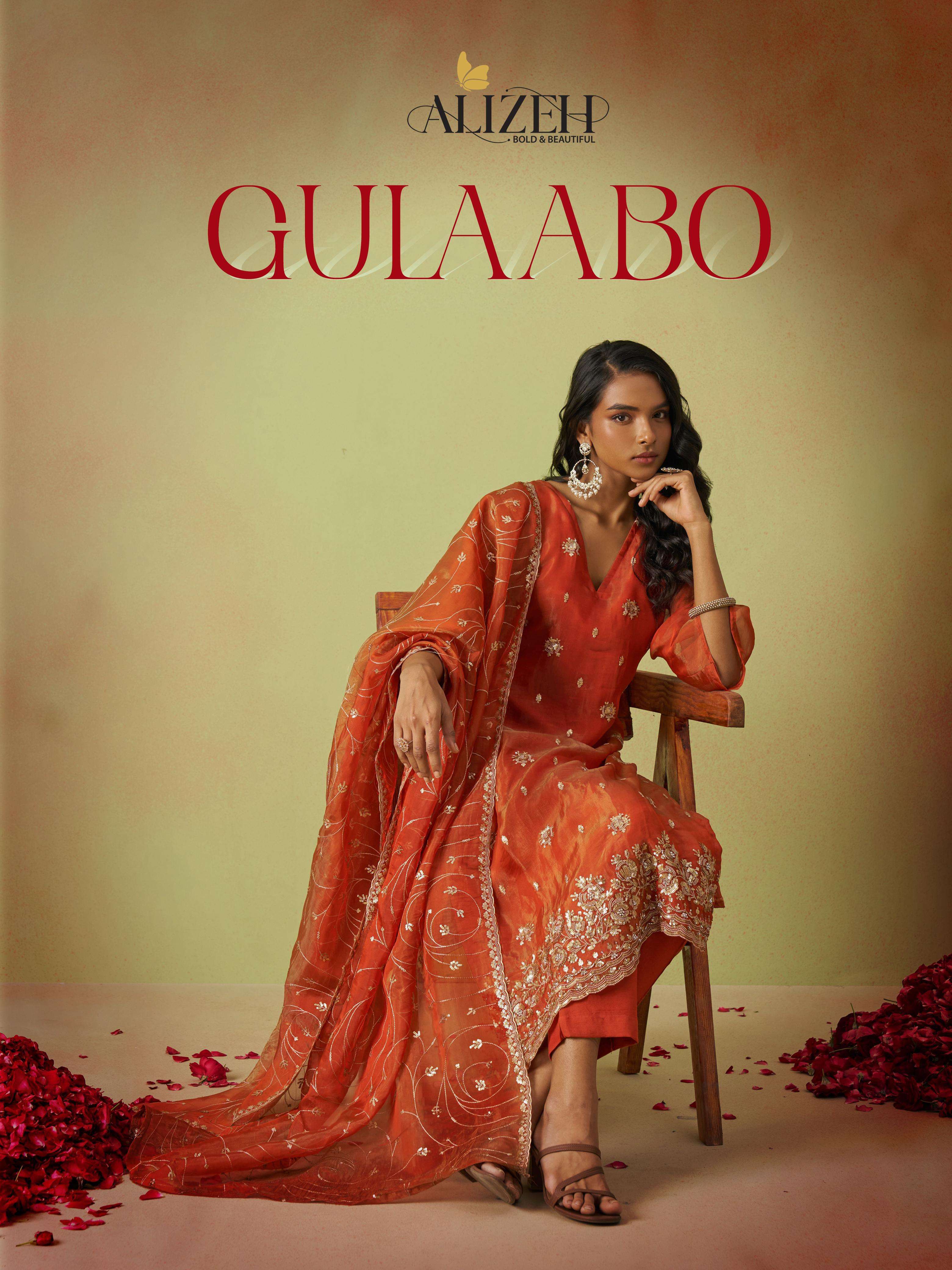 GULAABO by Alizeh Simer organza suit collection manufacturer surat 