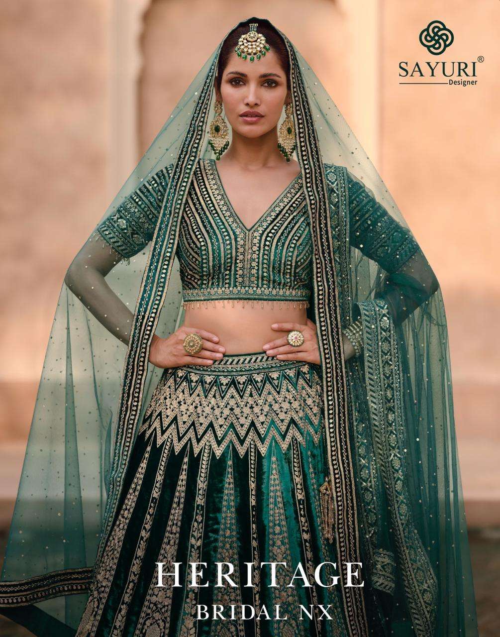 HERITAGE BRIDAL NX by SAYURI DESIGNER VELVET SILK lehenga choli collection manufacturer surat 
