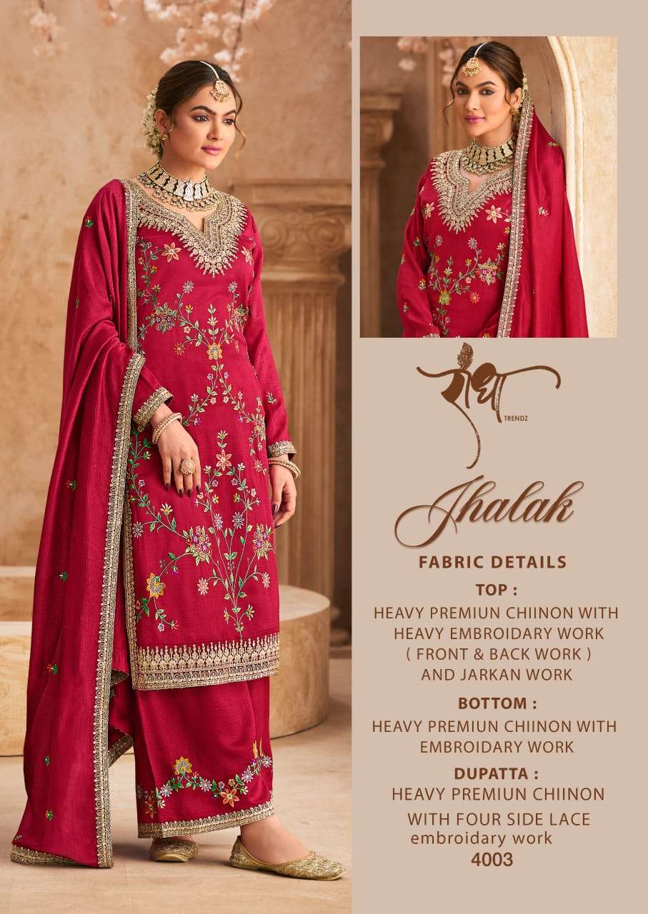 JHALAK by RADHA TRENDZ PREMIUM CHINON suit collection manufacturer surat 