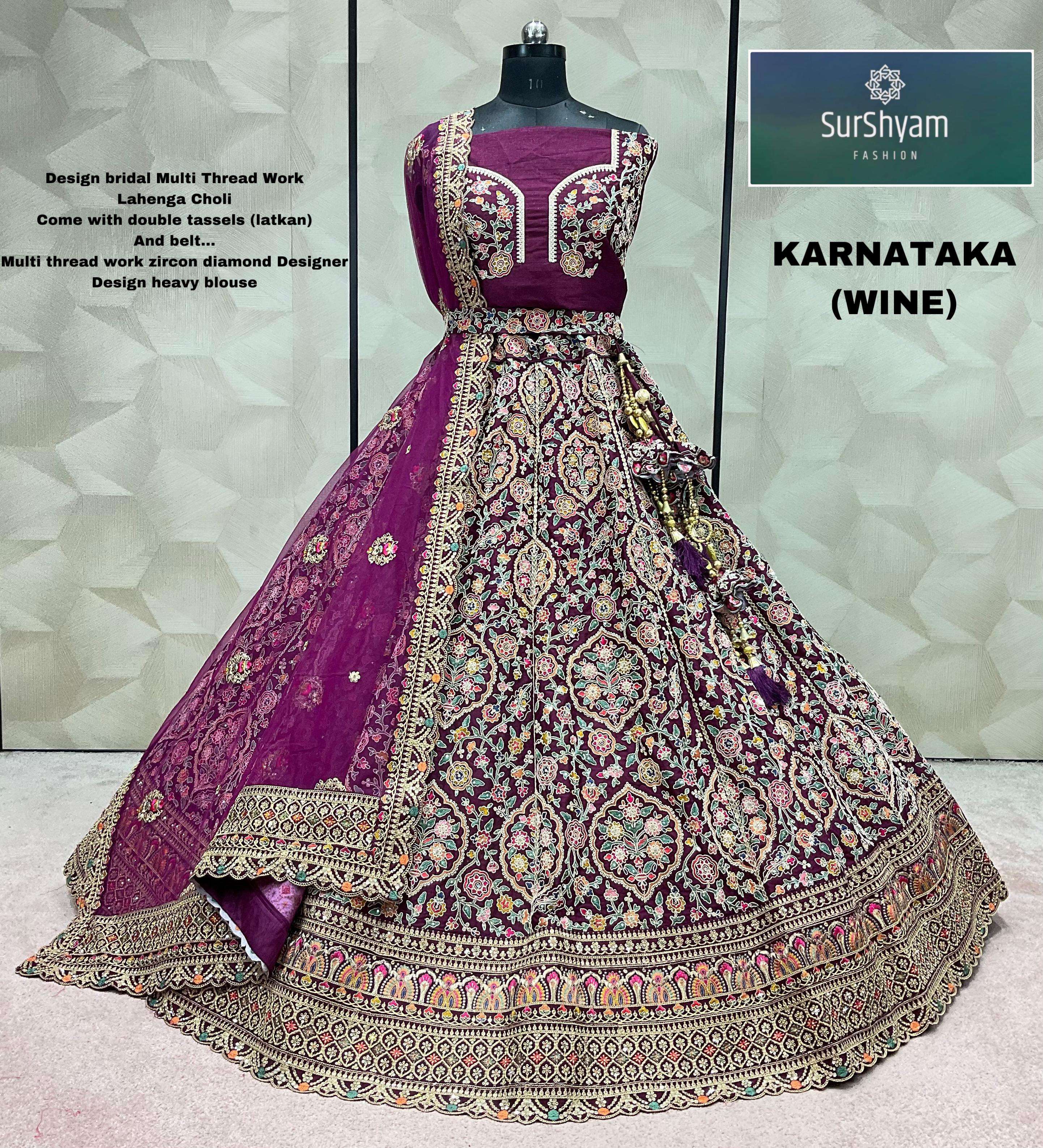   karnataka cream rani Red wine rani by Surshyam silk lehenga choli collection manufacturer surat 
