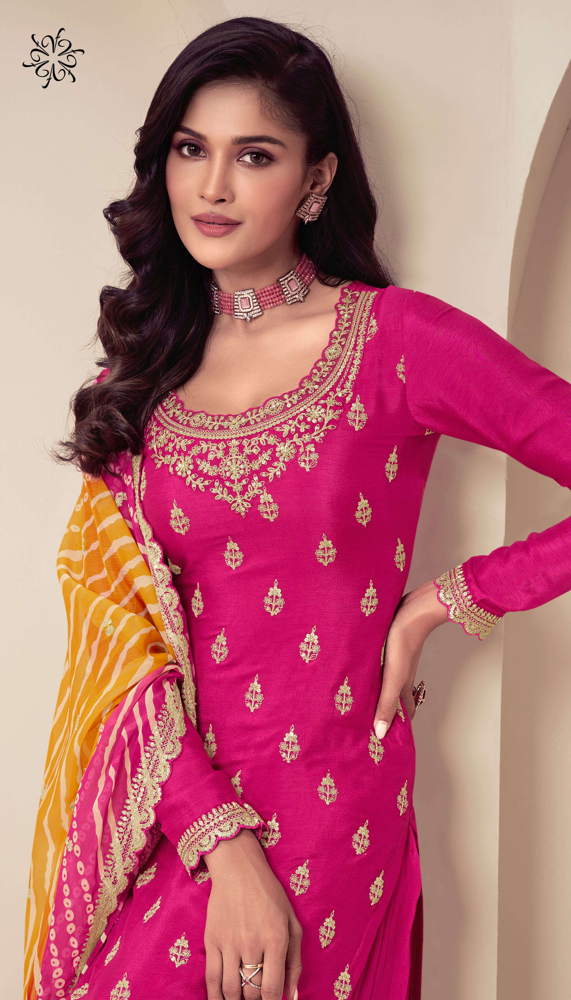 KULEESH RANGPLUS By vinay fashion CHINON SARARA suit collection manufacturer surat 