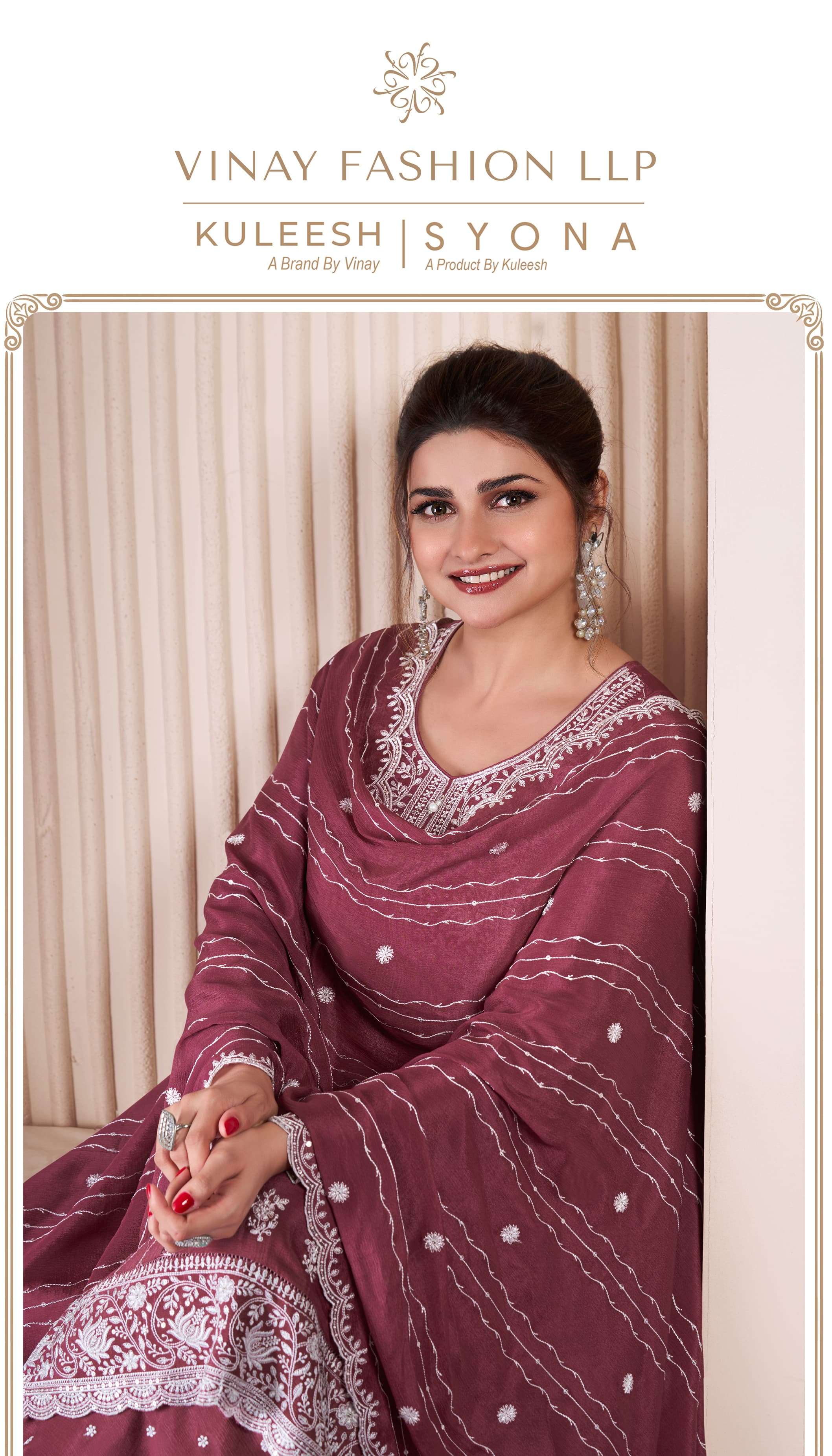 KULEESH SYONA by vinay fashion CHINON suit collection manufacturer surat 