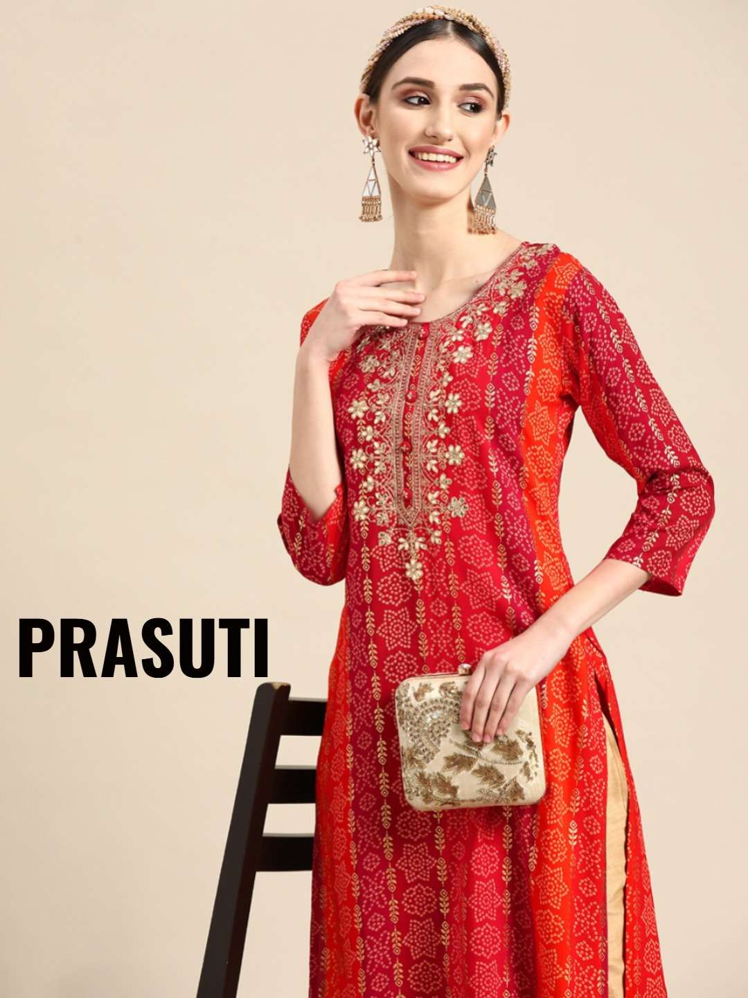 Prasuti Bandhani print kurti collection manufacturer surat 
