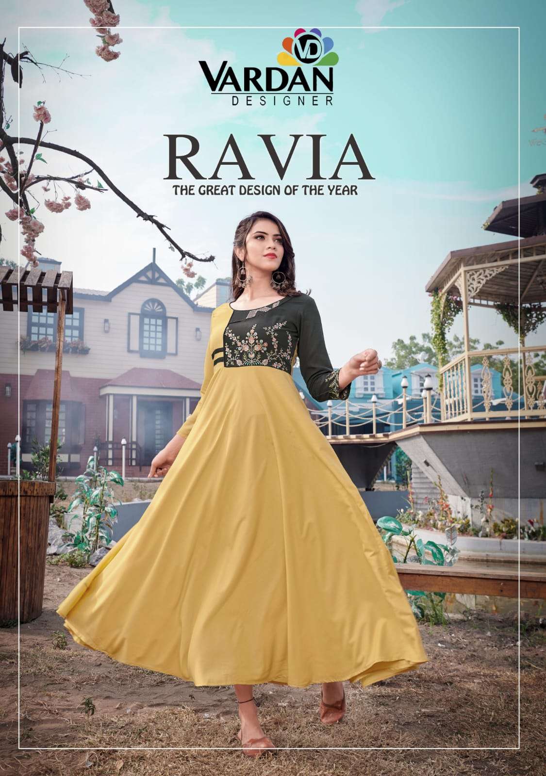 Ravia Vol 1 by Vardan Designer Reyon Long Kurti collection manufacturer surat 