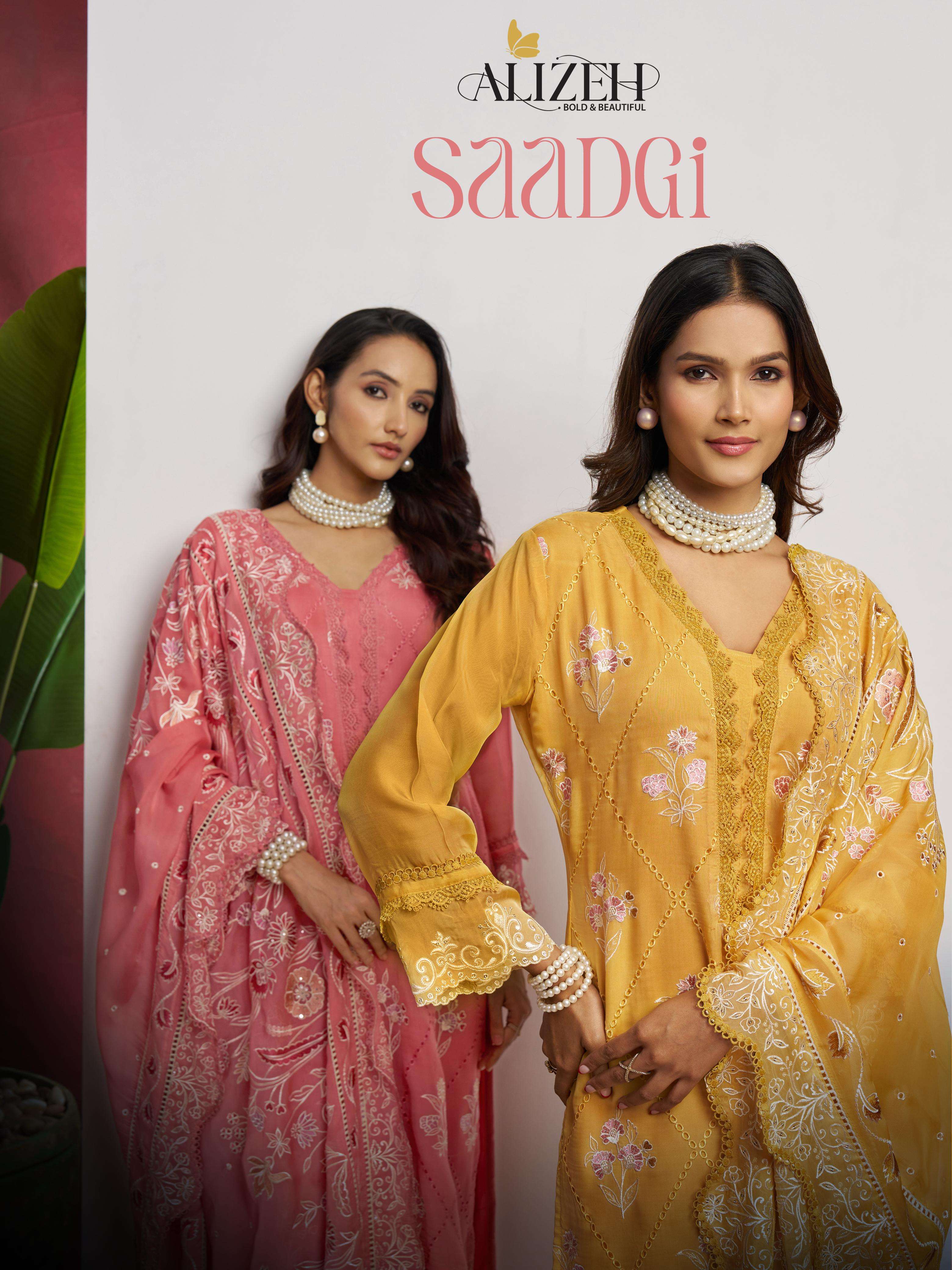 SAADGI by Alizeh  Ethnic Wear organza suit collection manufacturer surat 
