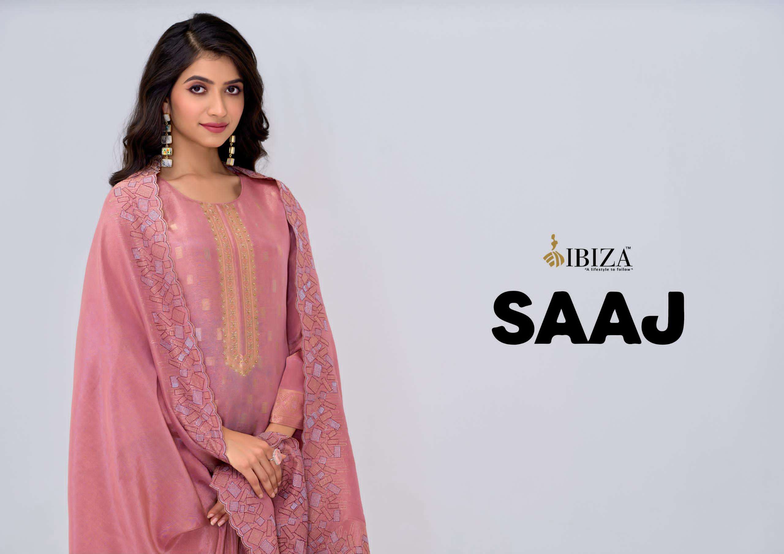 SAAJ by IBIZA PURE  SILK suit collection manufacturer surat 