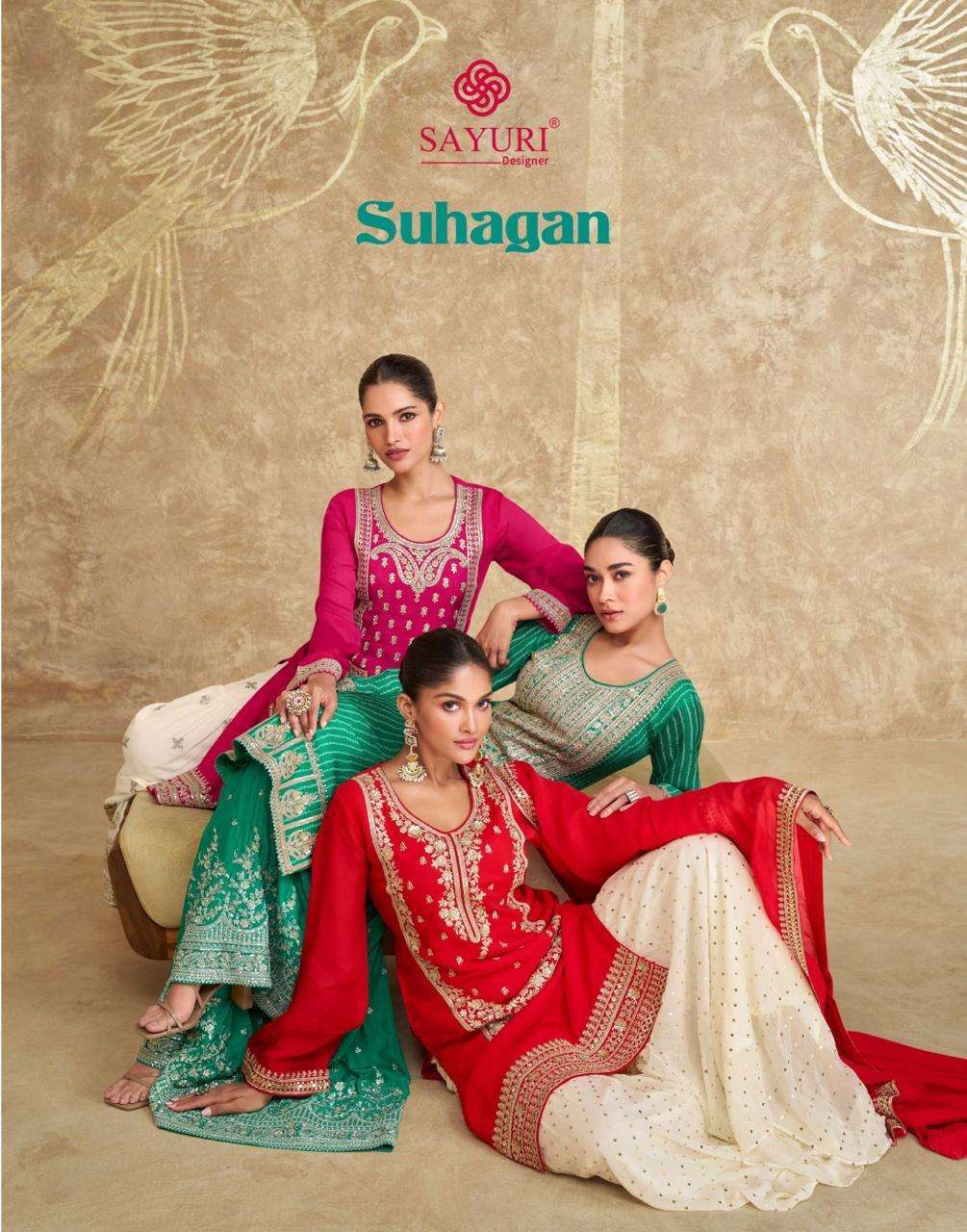 SUHAGAN 5668 SERIES by SAYURI DESIGNER  CHINON SILK suit collection manufacturer surat 